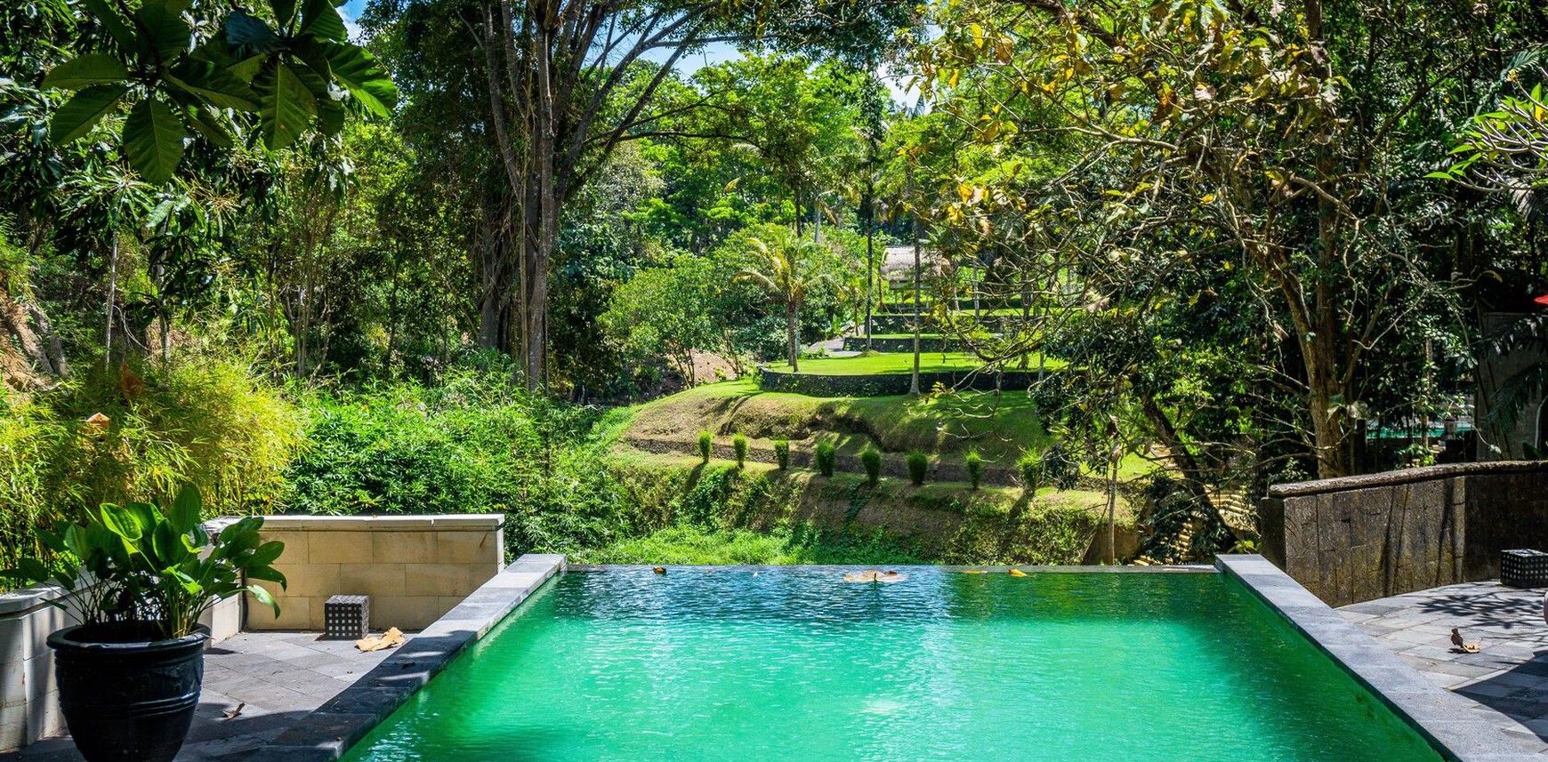 For Sale Freehold and Leasehold beautiful estate villa overlooks a tropical river and surrounded by rice fields and lush jungle close to Canggu , Bali