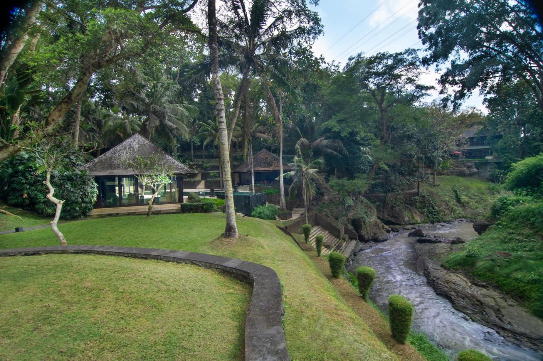 For Sale Freehold and Leasehold beautiful estate villa overlooks a tropical river and surrounded by rice fields and lush jungle close to Canggu , Bali