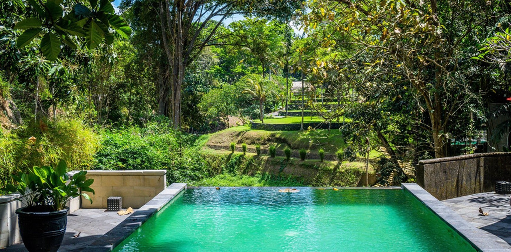 For Sale Freehold and Leasehold beautiful estate villa overlooks a tropical river and surrounded by rice fields and lush jungle close to Canggu , Bali
