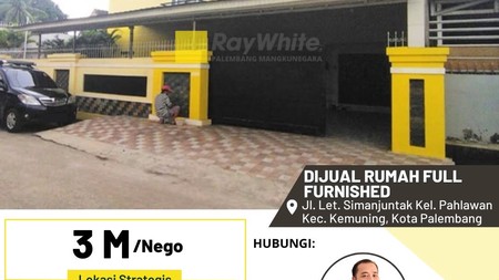 Dijual Rumah Full Furnished di Jl Letjen Simanjuntak Kel Pahlawan Kota Palembang