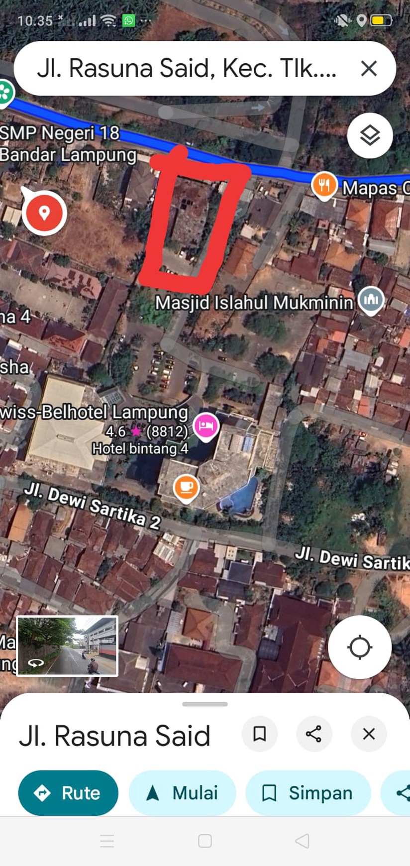 Tanah kosong dijalan Rasuna Said Kec. Gulak Galik Teluk Betung Utara Bandarlampung