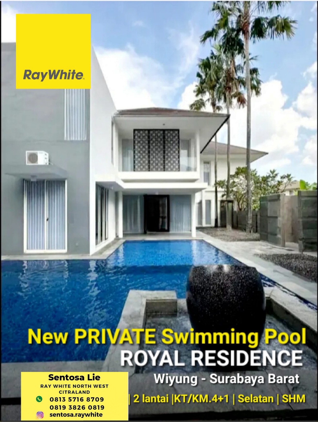 MURAH Disewakan Rumah Royal Residence PRIVATE Swimming Pool FULL FURNISHED dekat Citraland, Dian Istana, Graha Family, Pakuwon Mall, PTC