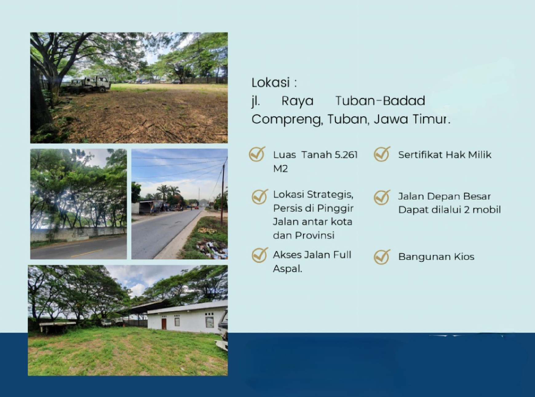 Murah Tanah Padat Harga Rp 1,7 M utk Pool Truk Di Raya Tuban Babat 