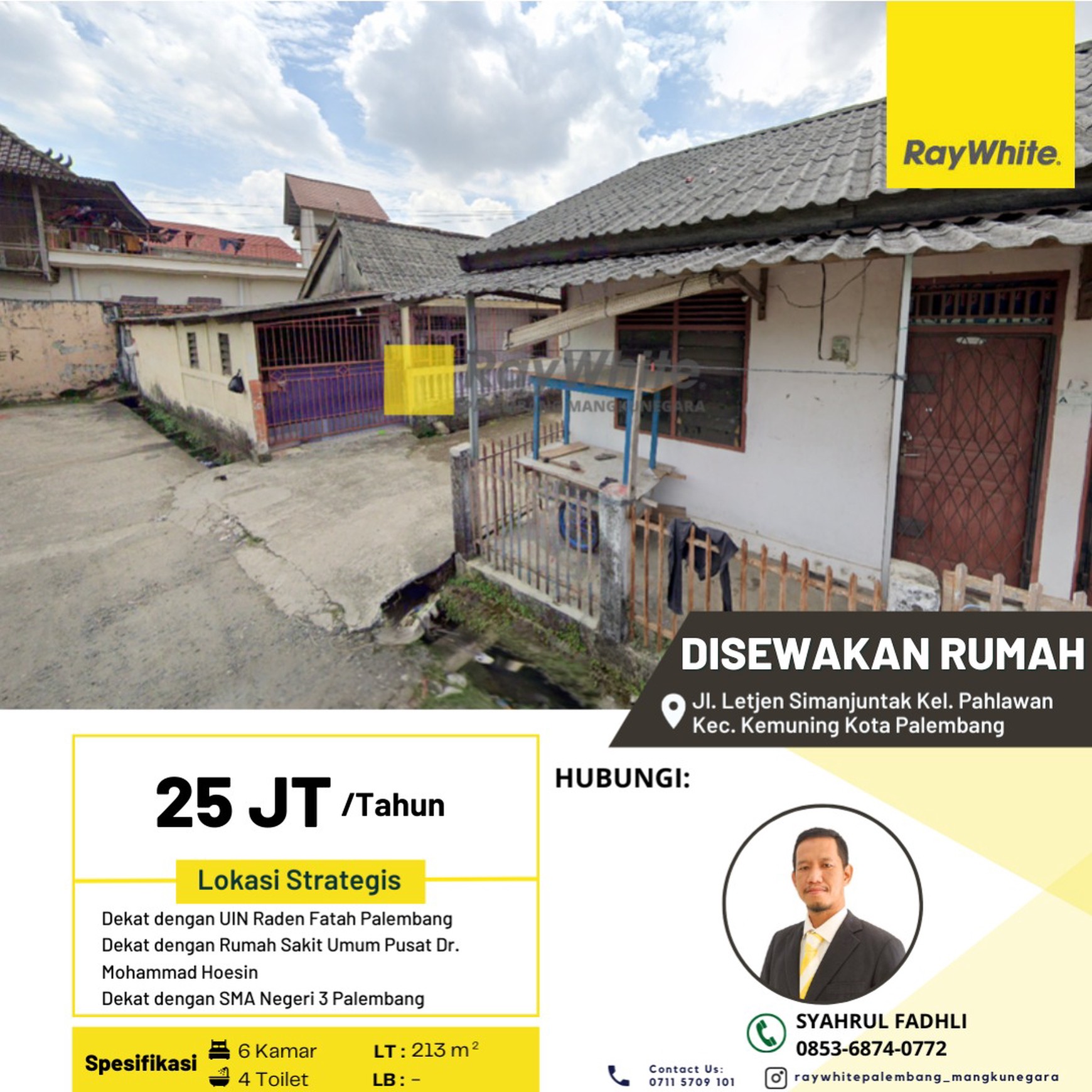Rumah Disewakan dekat UIN Palembang