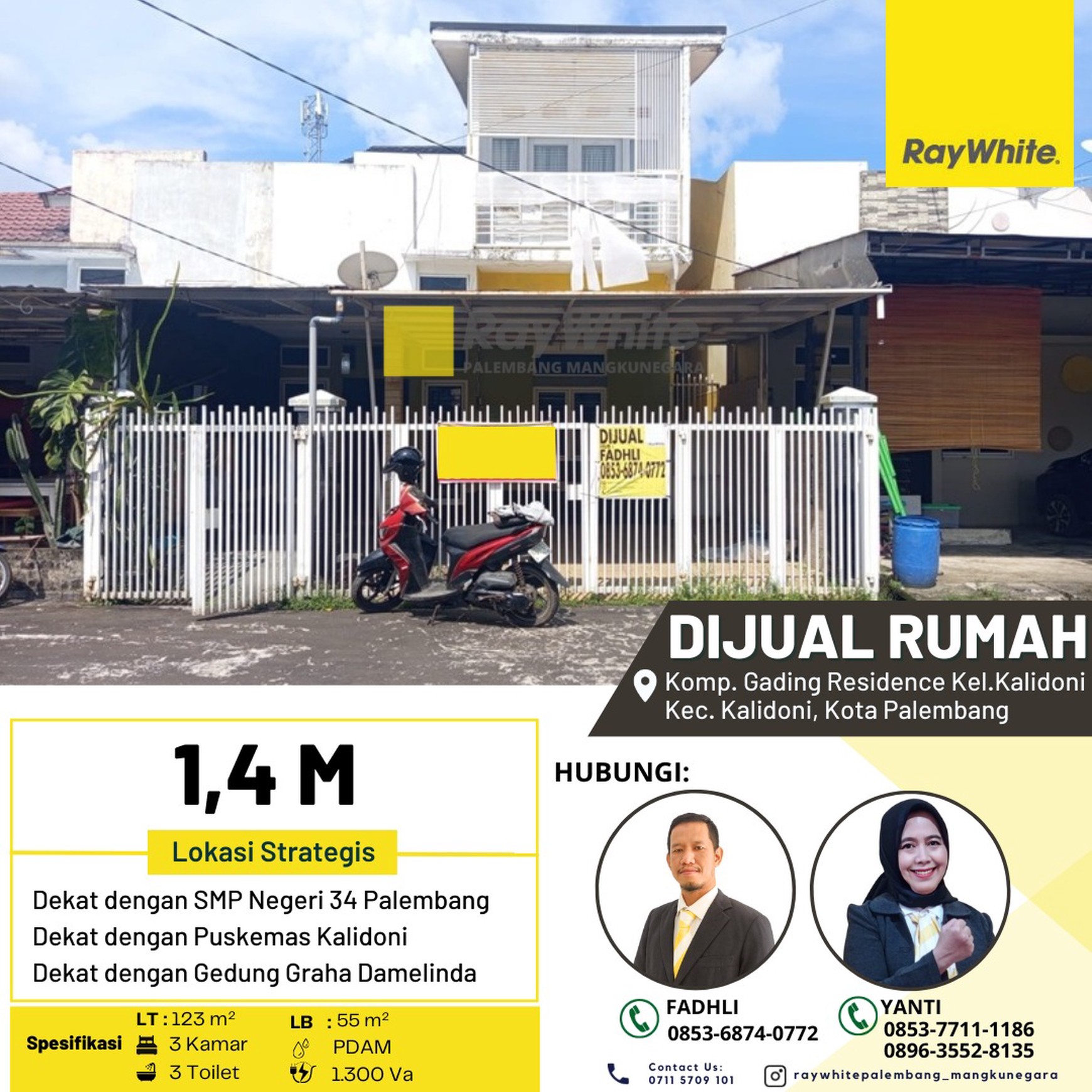 Rumah Dijual dekat PT Pusri Palembang