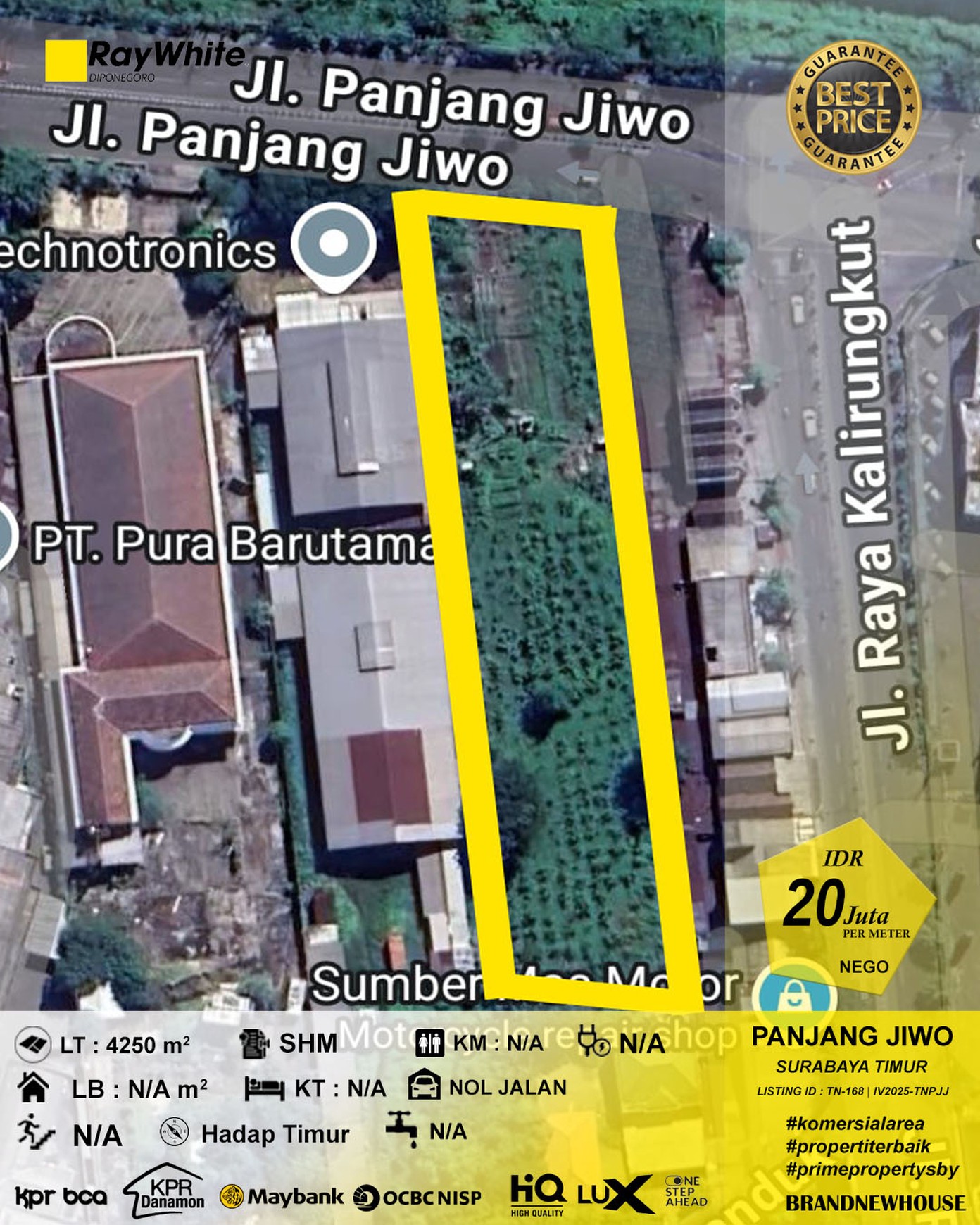 DIJUAL MURAH TANAH Jl RAYA PANJANG JIWO SURABAYA