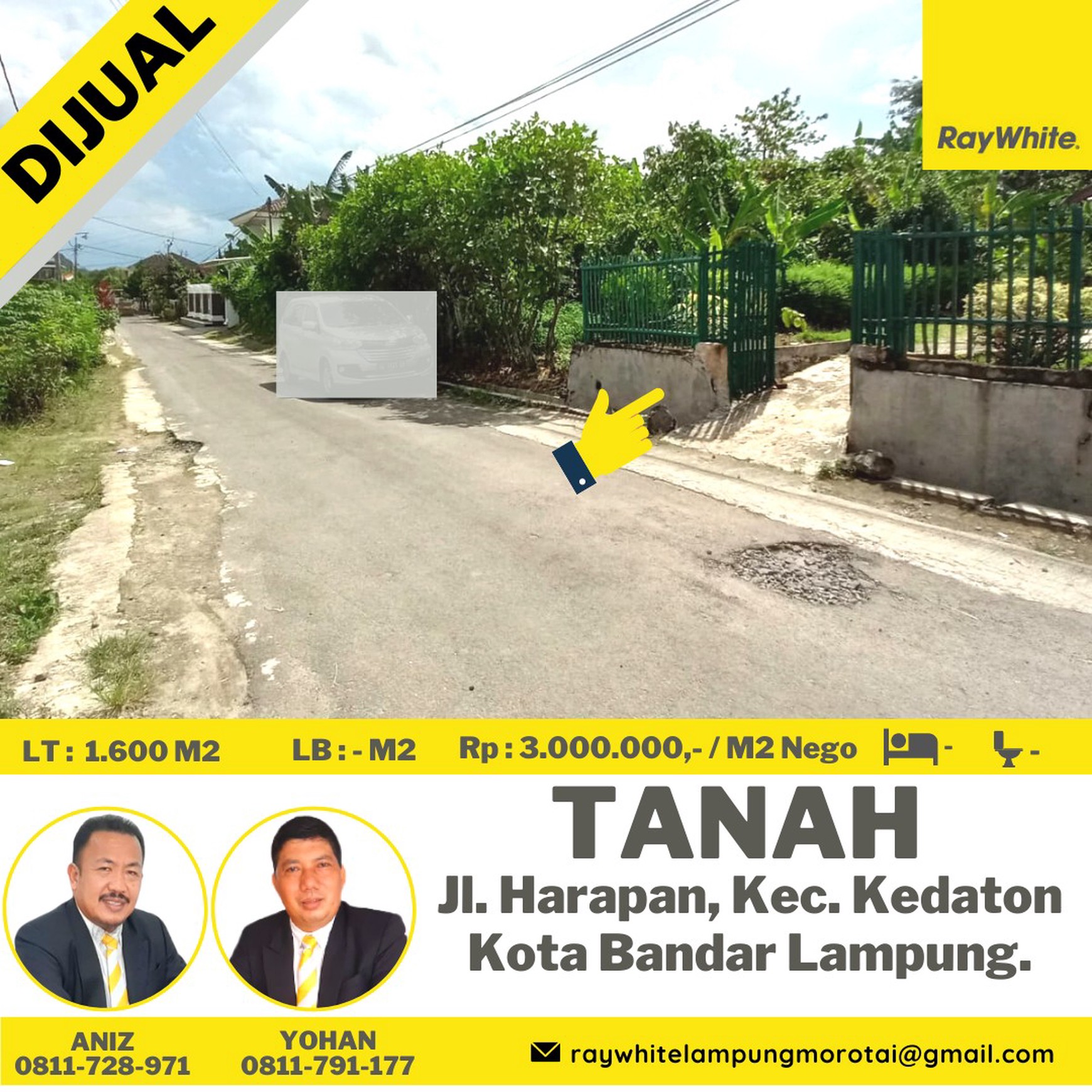 tanah murah jln harapan jaya kedaton