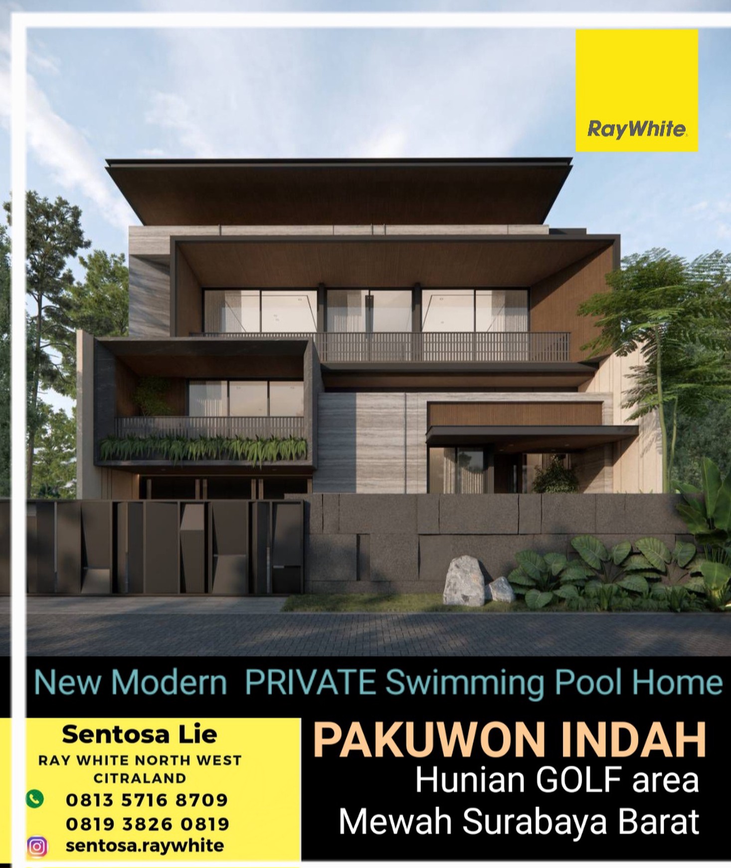 New Private Pool Dijual Rumah Pakuwon Indah Area Citraland - Graha Family - Dian Istana - Bukit Darmo Golf