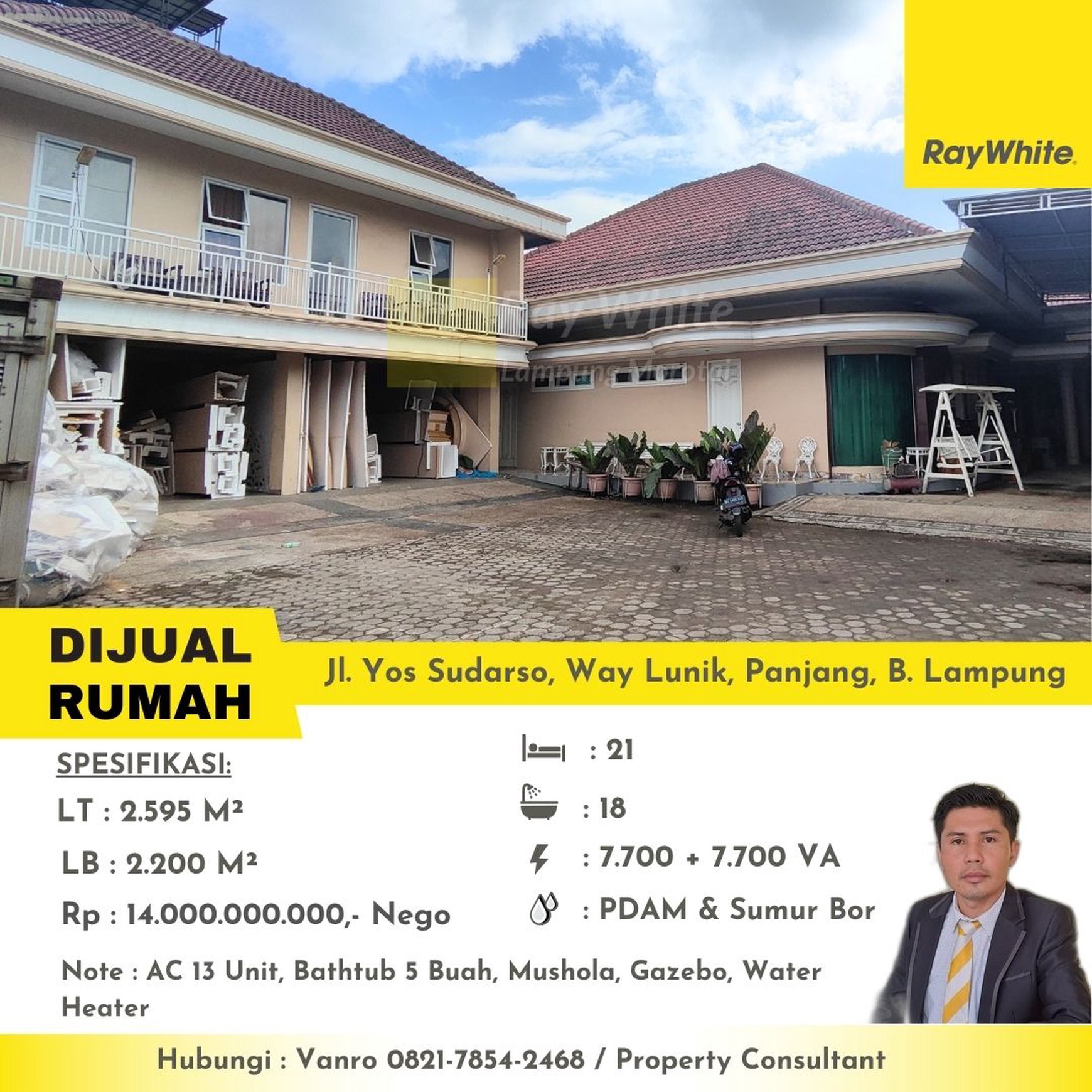 dijual rumah di yos sudarso way lunik