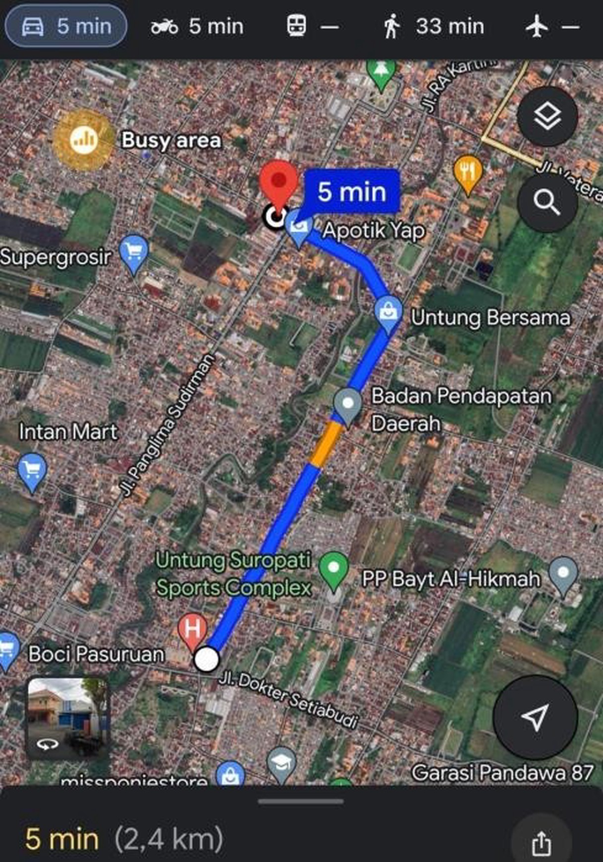 Rumah / Tempat Usaha ( Ex. Supermarket ) cocok untuk usaha apapun di Jl. Gajah Mada Kota Pasuruan, Nol Jalan Raya