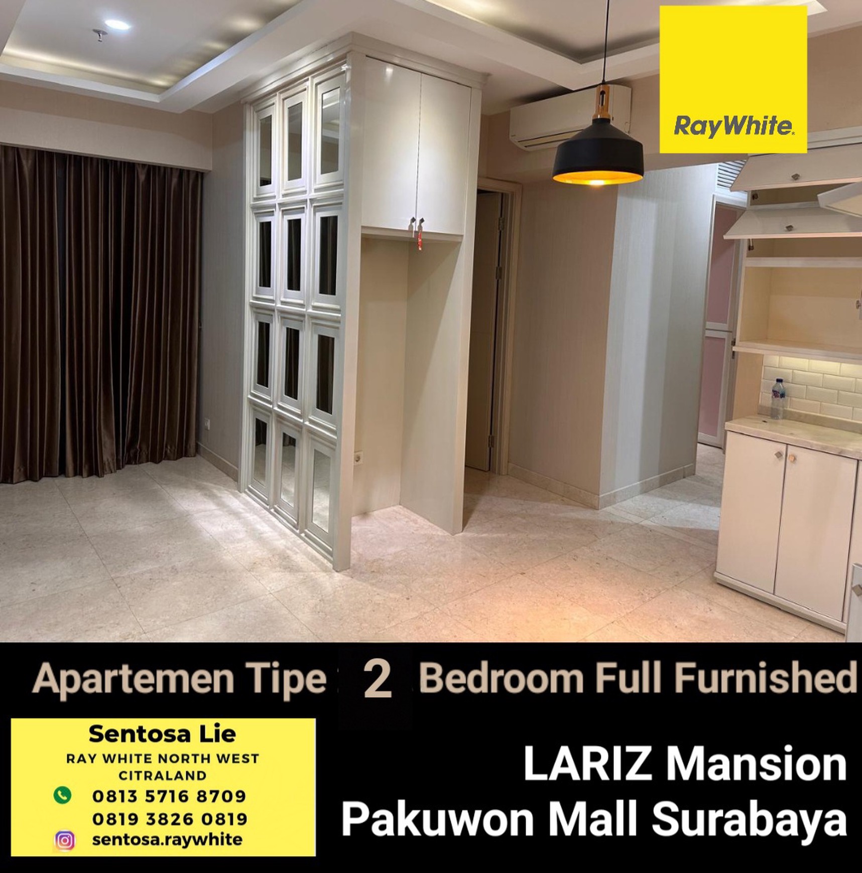 Dijual Apartemen La Riz Mansion Tipe 2 Bedroom Pakuwon Mall Full Furnished Baru Gress Siap Huni Lantai 36 Best City View
