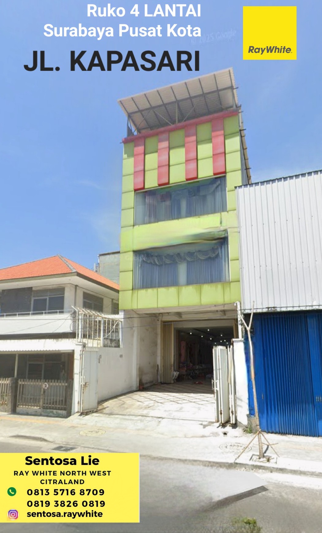 Dijual / Disewakan Ruko Kapasari - Kapasan - Simokerto Surabaya Pusat Kota - Nol Jalan Raya Komersial Area plus Lift Barang
