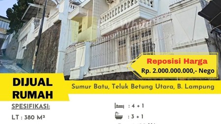 Dijual rumah di sumur batu teluk betung