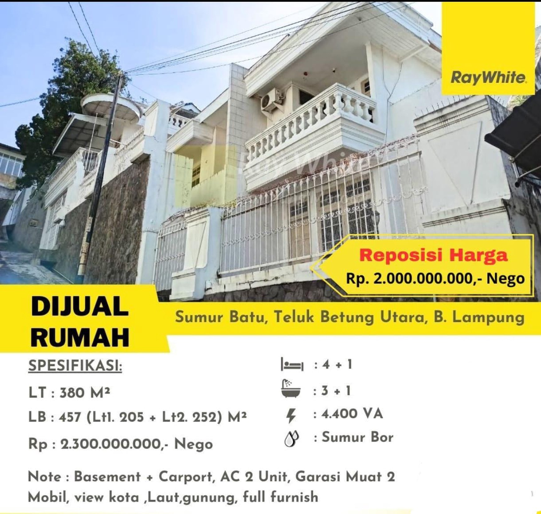 Dijual rumah di sumur batu teluk betung