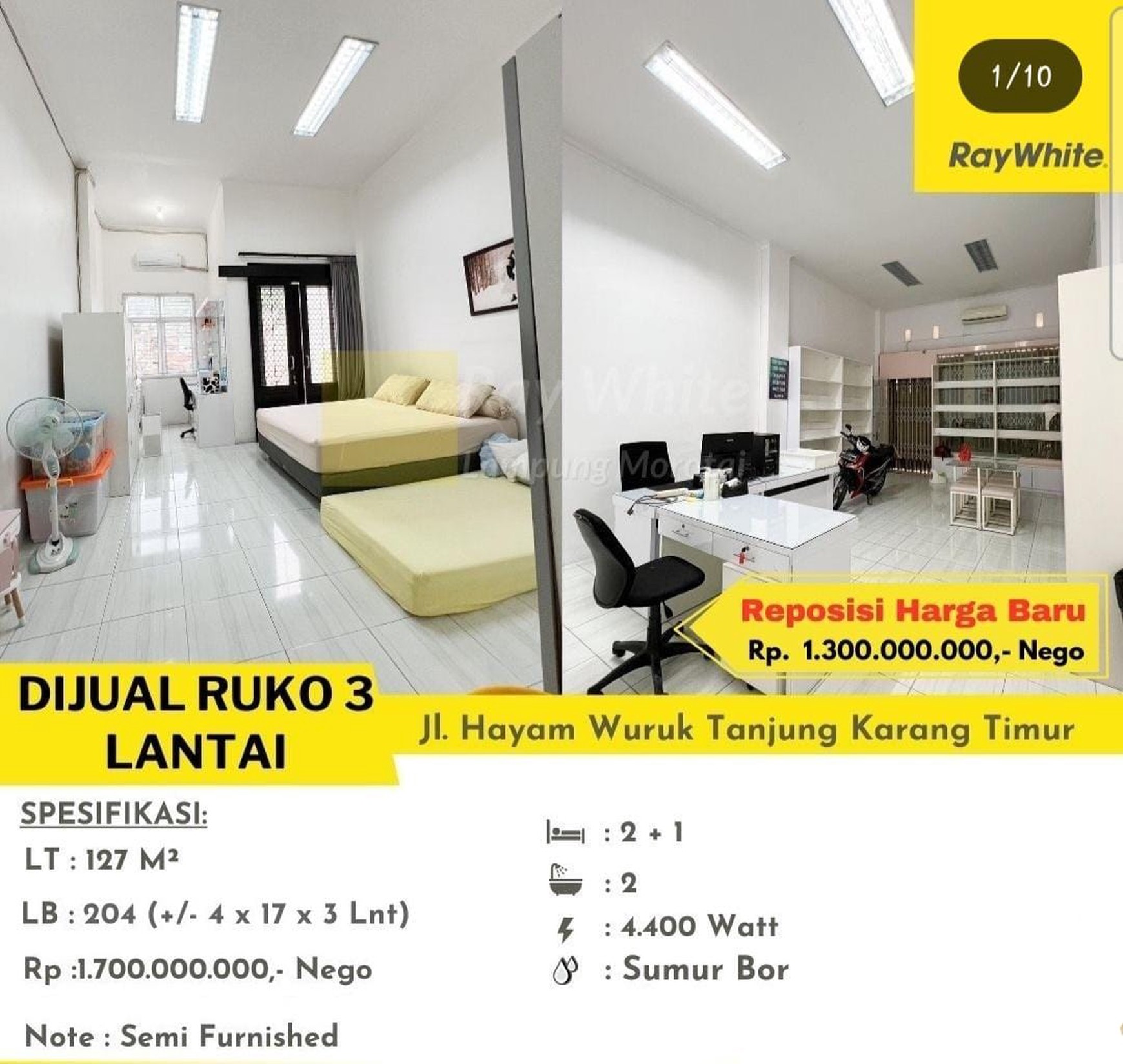 Dijual ruko 3 lantai di hayam wuruk