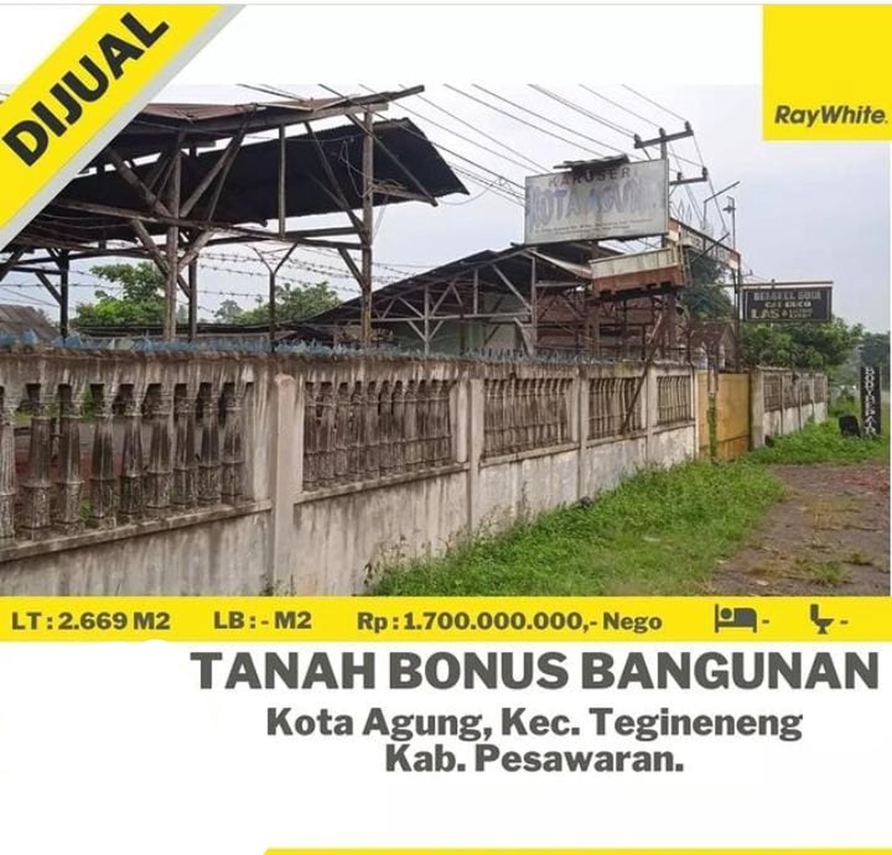Dijual tanah di Kota agung, Tegineneng Pesawaran