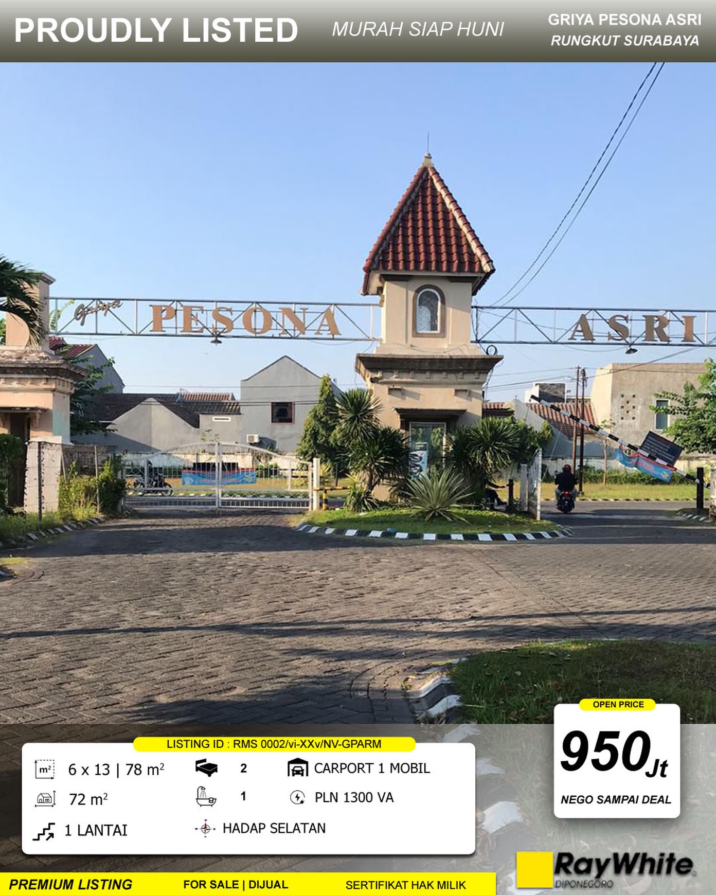 DIJUAL MURAH GRIYA PESONA ASRI RUNGKUT