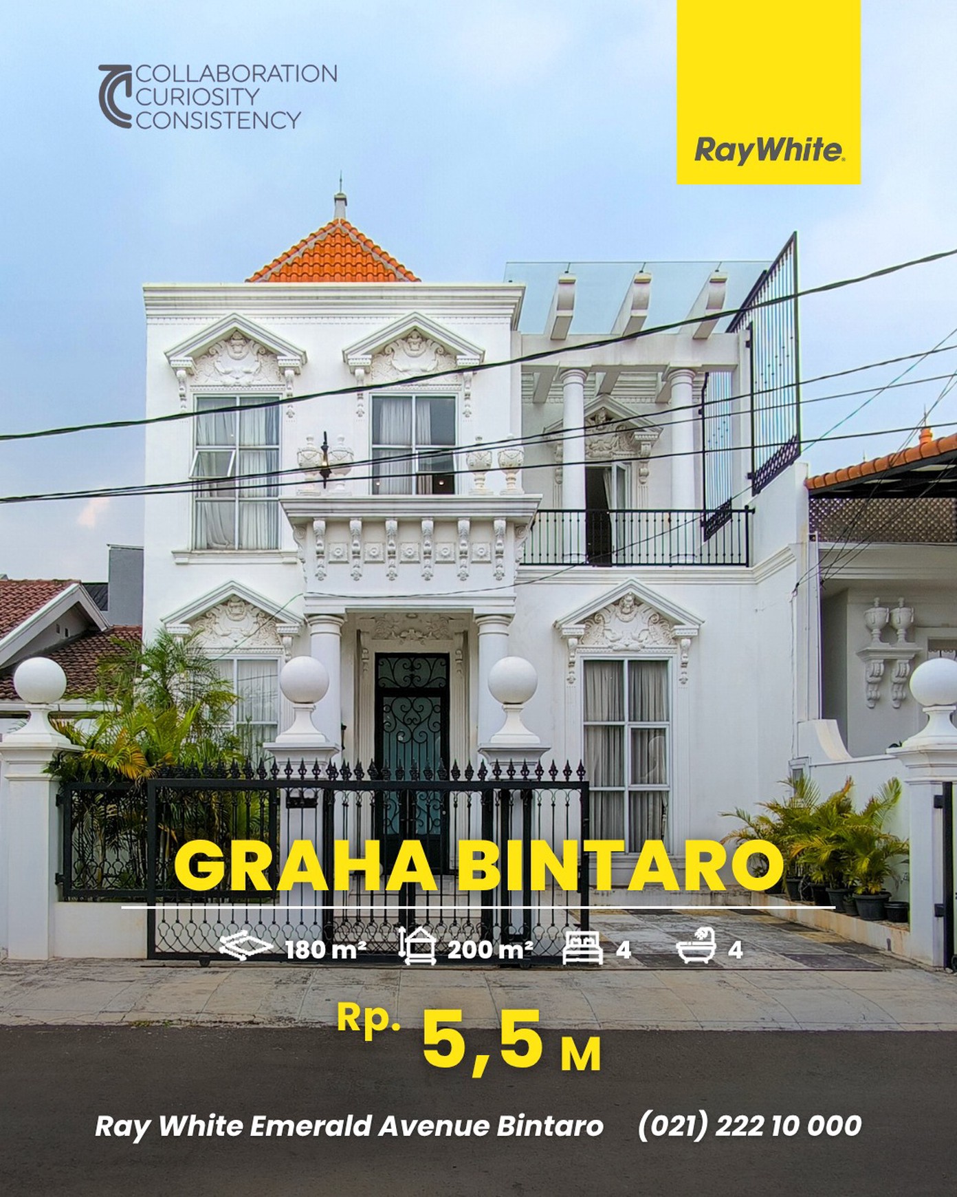 Rumah 2 lantai,jalan lebar,lokasi bagus di Graha Raya Bintaro