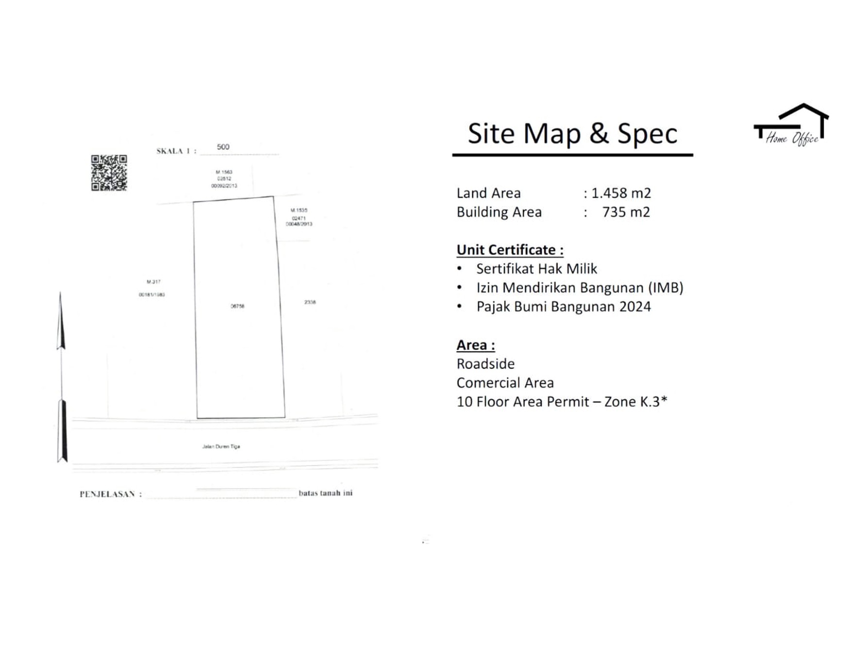 Home Office Land Area 1,458m2 @Duren Tiga Jakarta Selatan