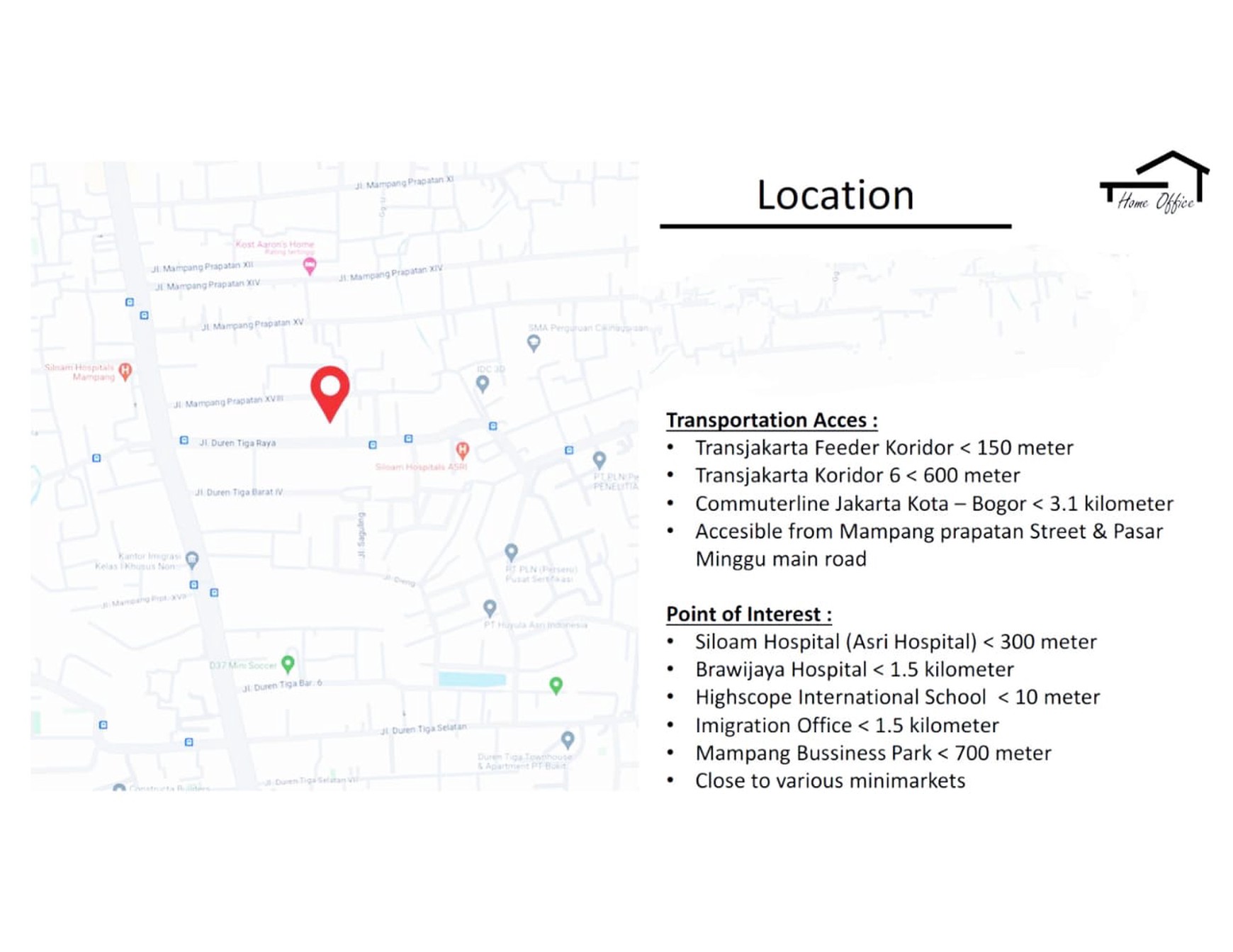 Home Office Land Area 1,458m2 @Duren Tiga Jakarta Selatan