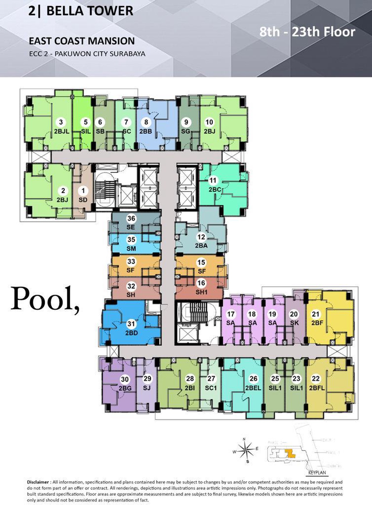 Dijual Rugi Apartemen East Coast Mansion Bella Tower Type Studio Surabaya Timur