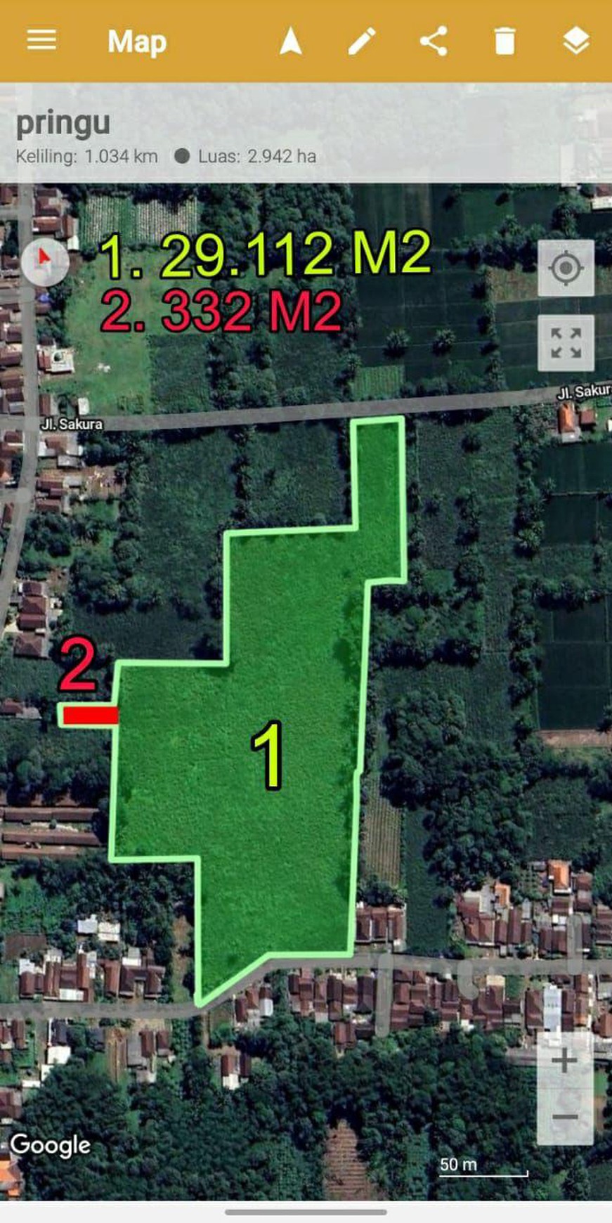 Dijual Tanah Milik Pribadi Sangat Produktif dengan Potensi Besar di Bululawang, Kab Malang Harga 8,6M!!