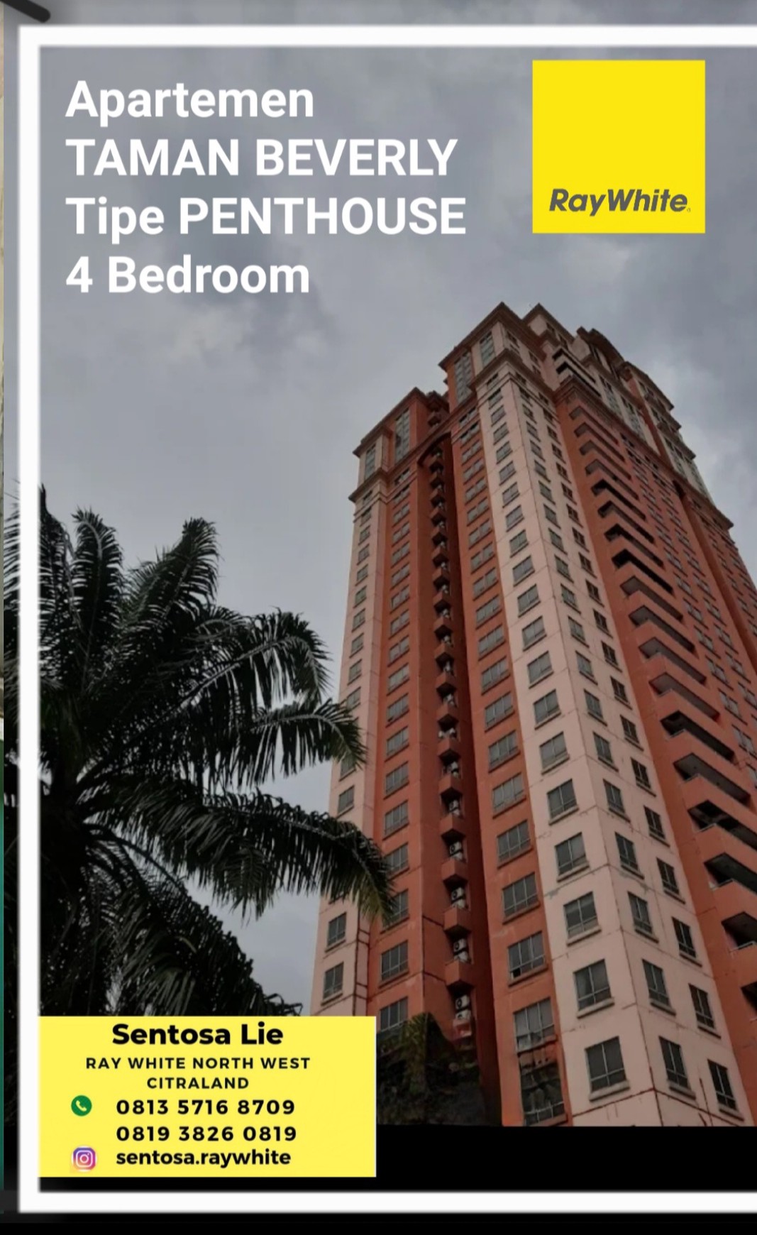 Dijual Apartemen Taman Beverly Tipe Penthouse 4 Bedroom Kosongan Dekat Hr Muhammad , Tol Satelit, Pakuwon Mall, Raya Darmo Permai