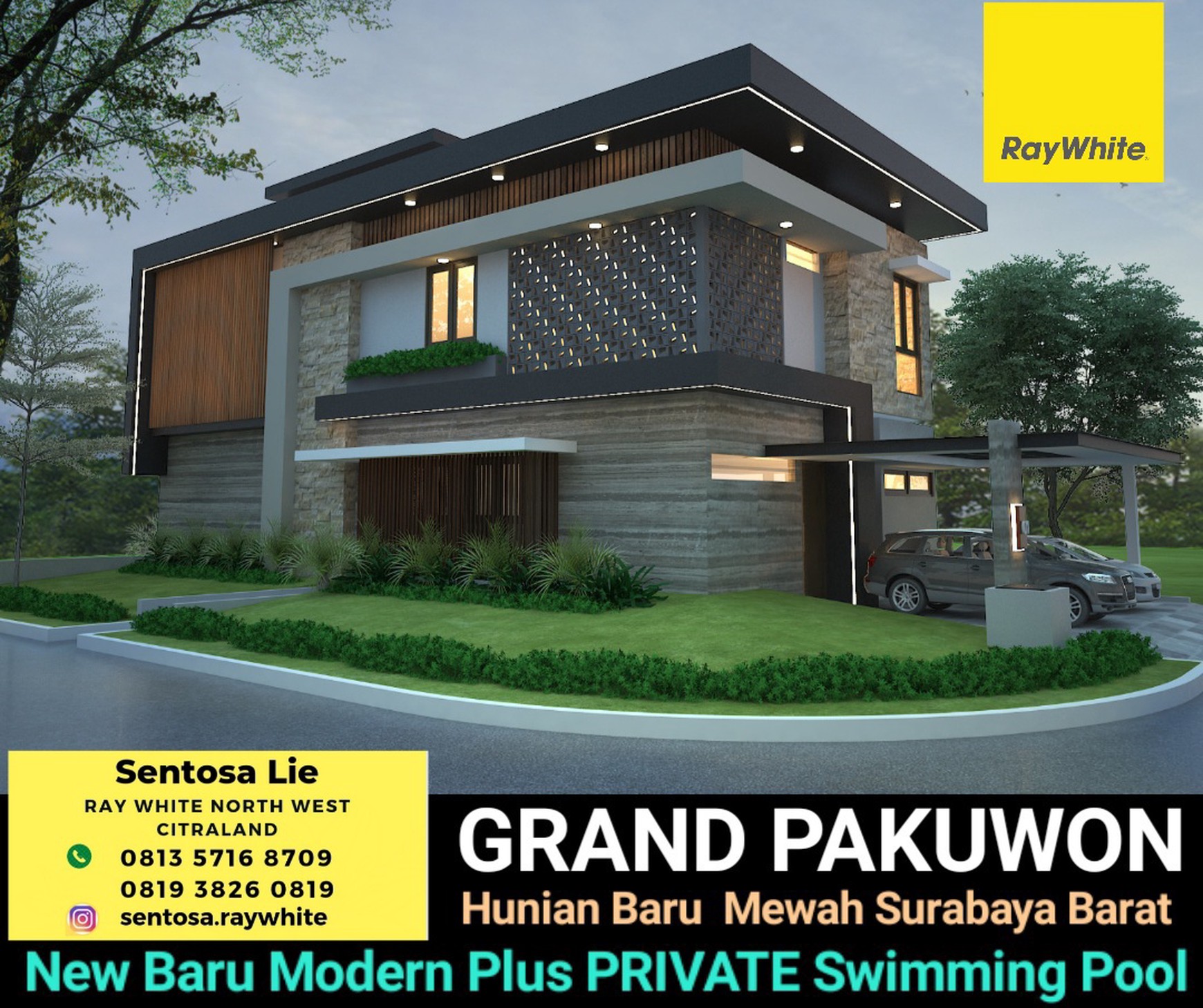 Dijual Rumah Baru Grand Pakuwon - Private Kolam Renang - Tandes Food Junction Dekat Sekolah Sampoerna Academy, Margomulyo, Akses Tol