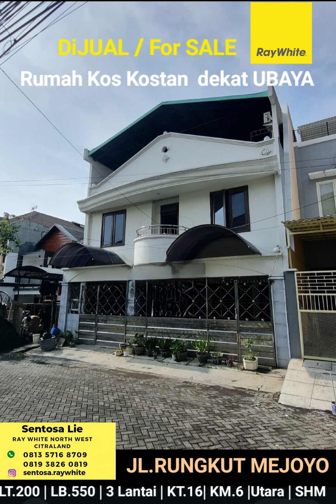 Dijual Rumah Kos Rungkut Mejoyo Utara Surabaya Dekat Ubaya - Full Furnished - Aktif Operasional - Row Jalan Lebar 3 Mobil