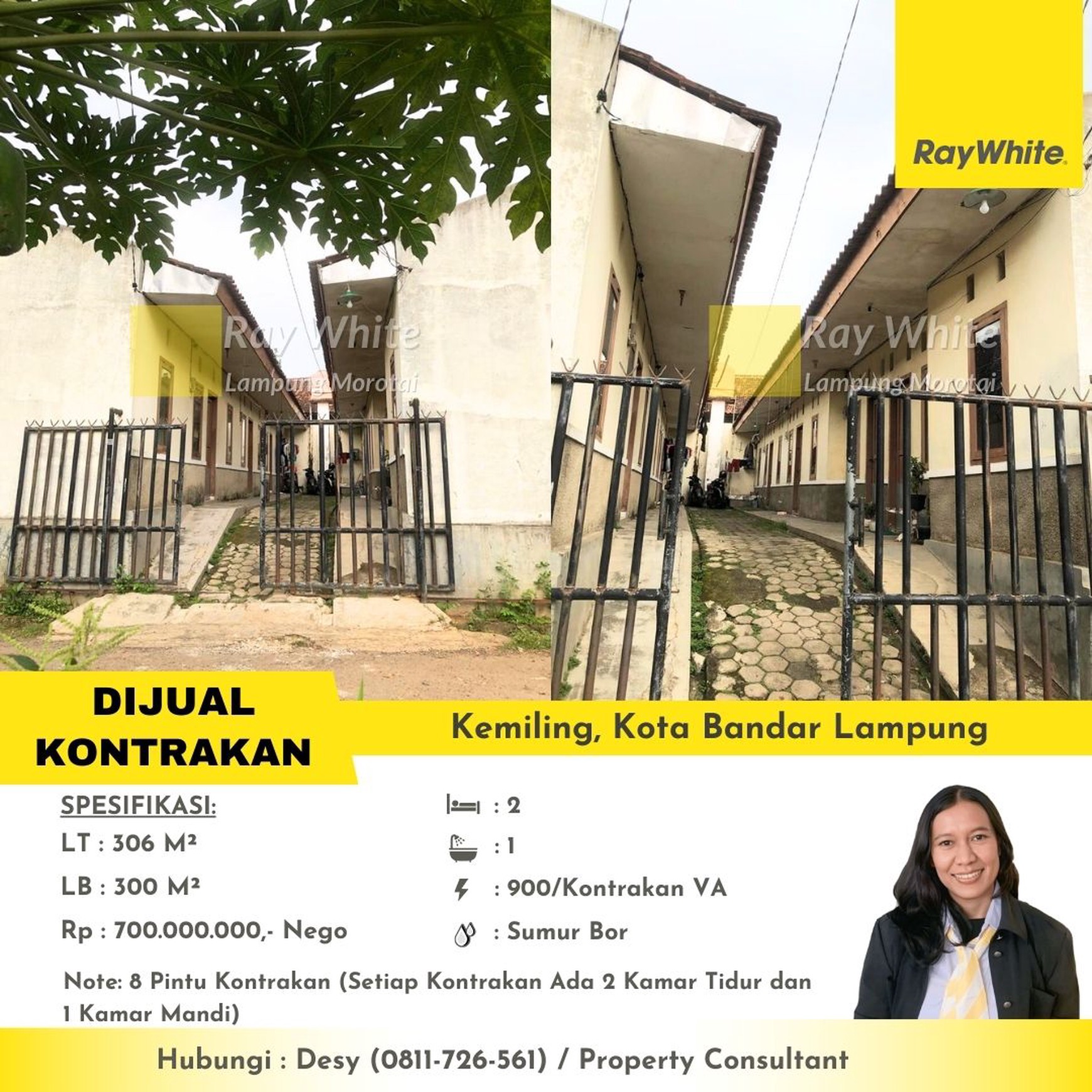 dijual rumah kontrakan 8 pintu kemiling