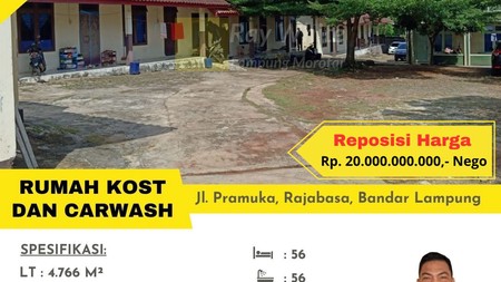dijual kosan dan car wash murah jln pramuka rajabasa