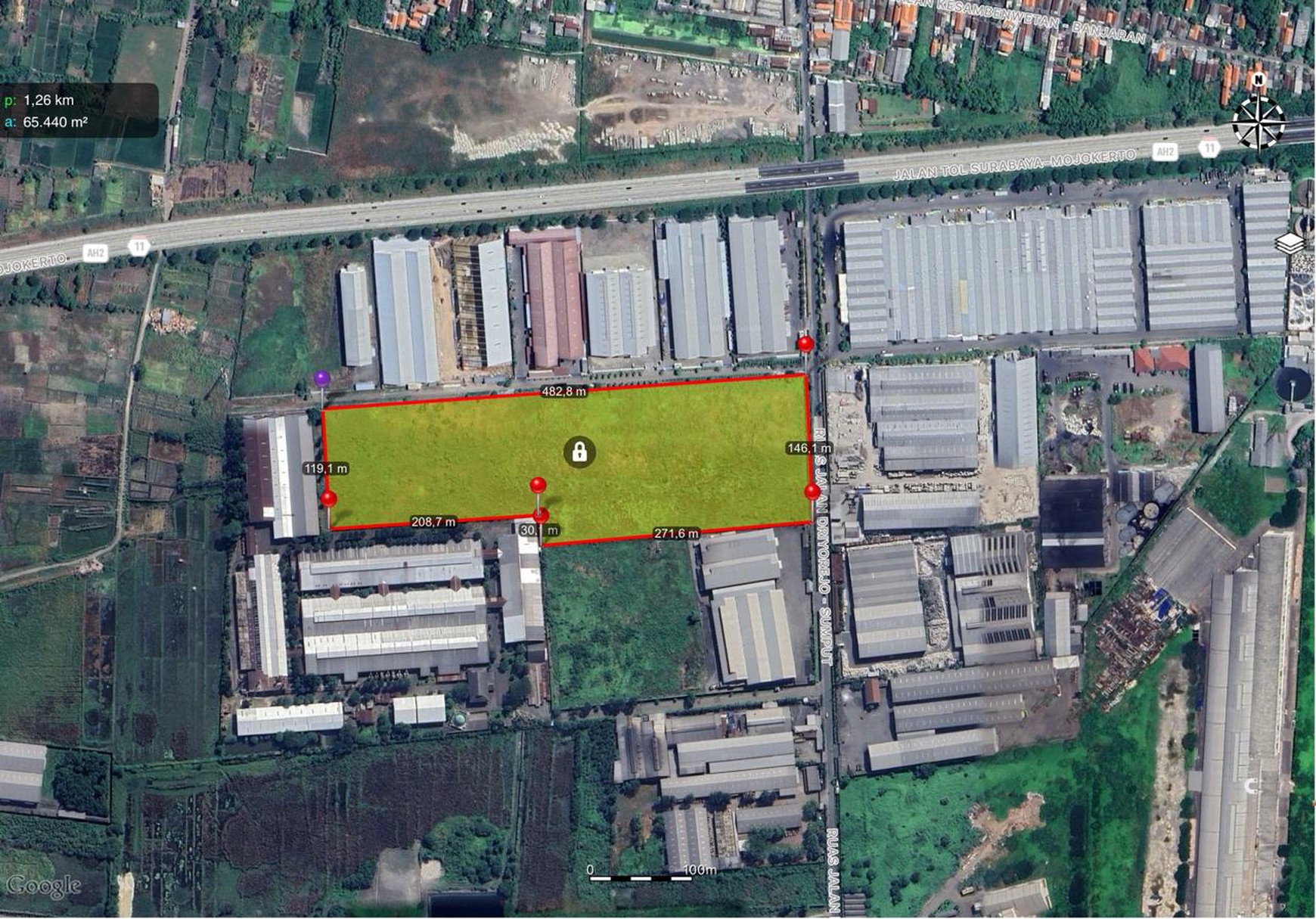 Dijual kavling SIAP BANGUN industri / gudang di driyorejo, gresik