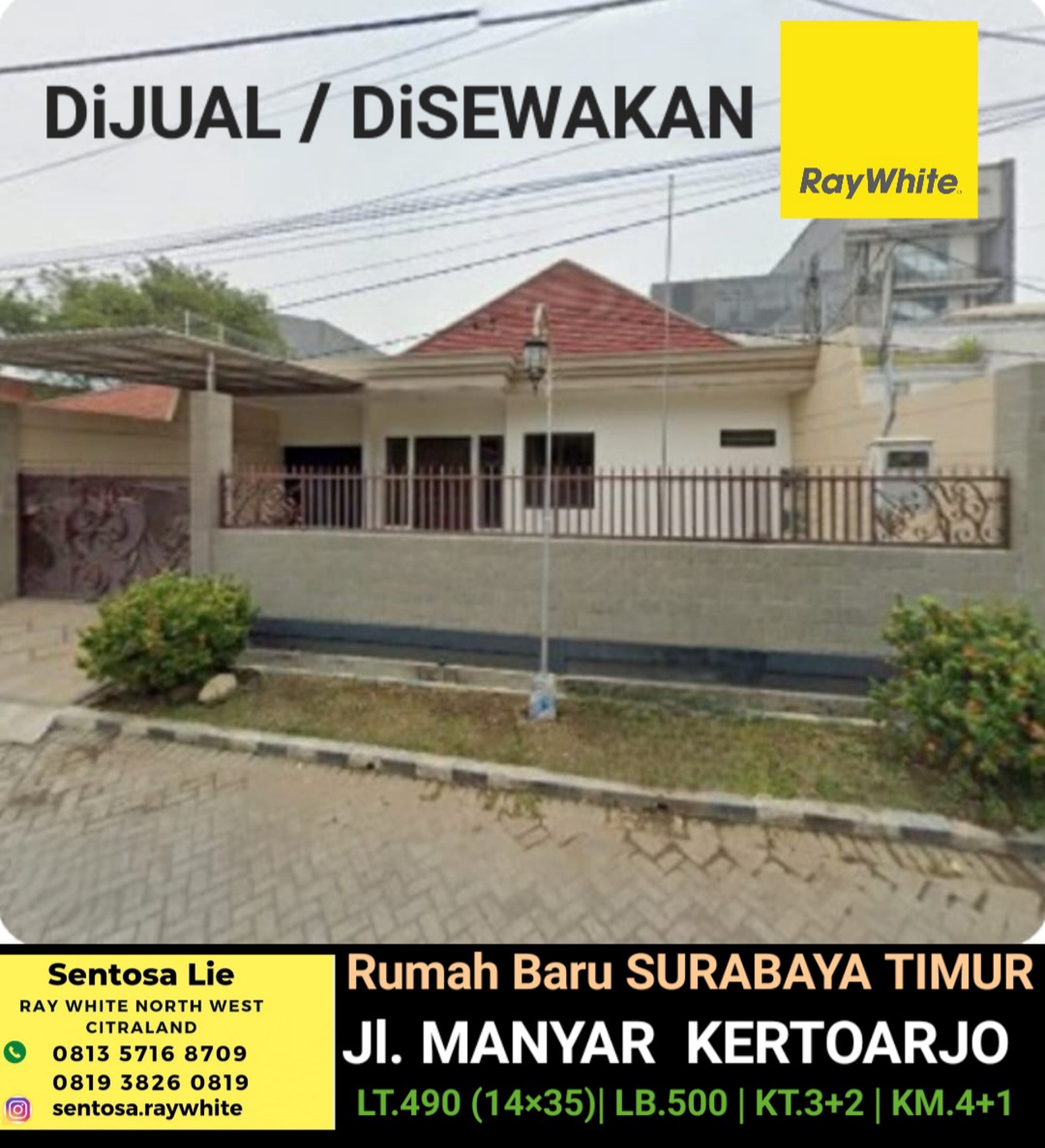 Murah Luas Disewakan Rumah Baru Manyar Kertoarjo Dekat Layar Seafood, Bonnet Swalayan, Airlangga Kampus B C, Galaxy Mall