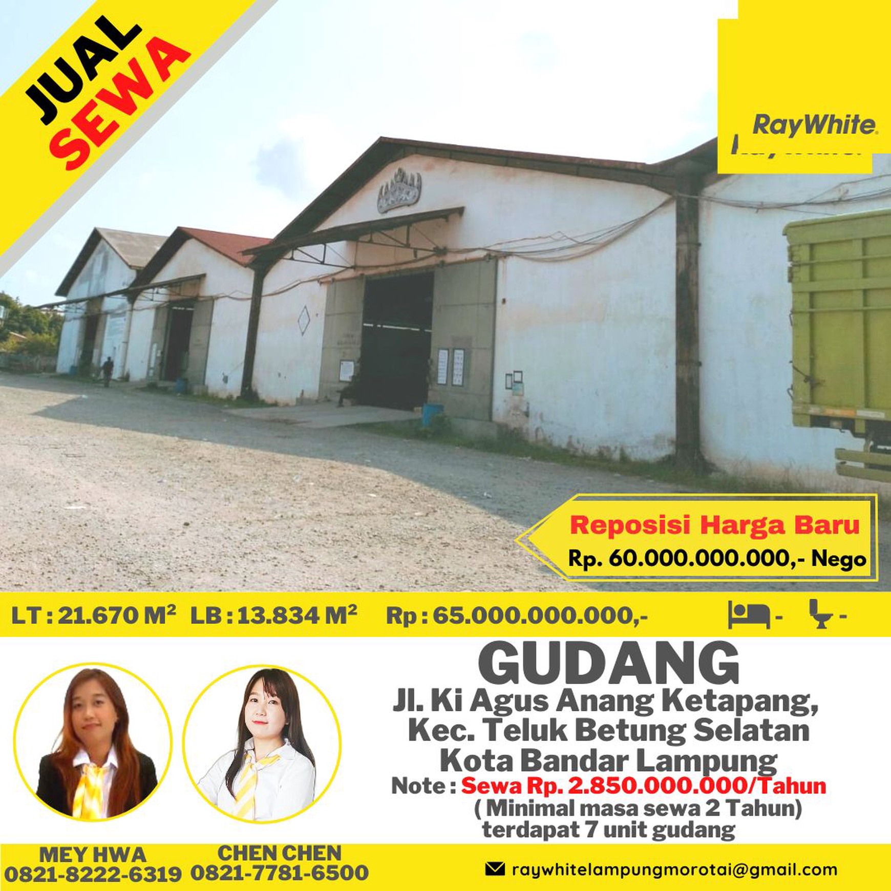 jual gudang murah way lunik panjang
