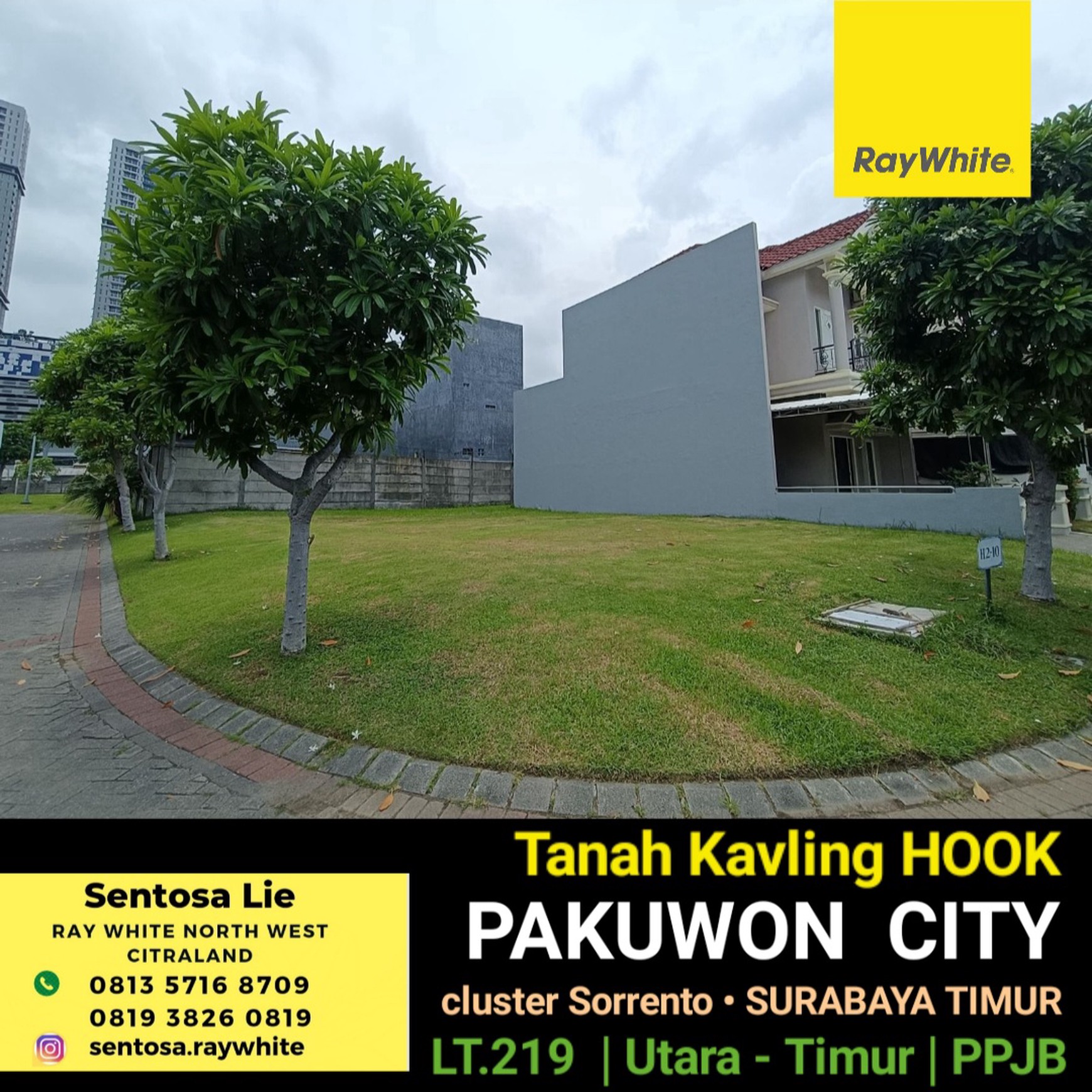 Dijual 219 m2 Tanah Kavling Pakuwon City Surabaya Timur - Row Jalan 4 Mobil - Dekat Sekolah Xin Zhong, Gloria, Al Azhar