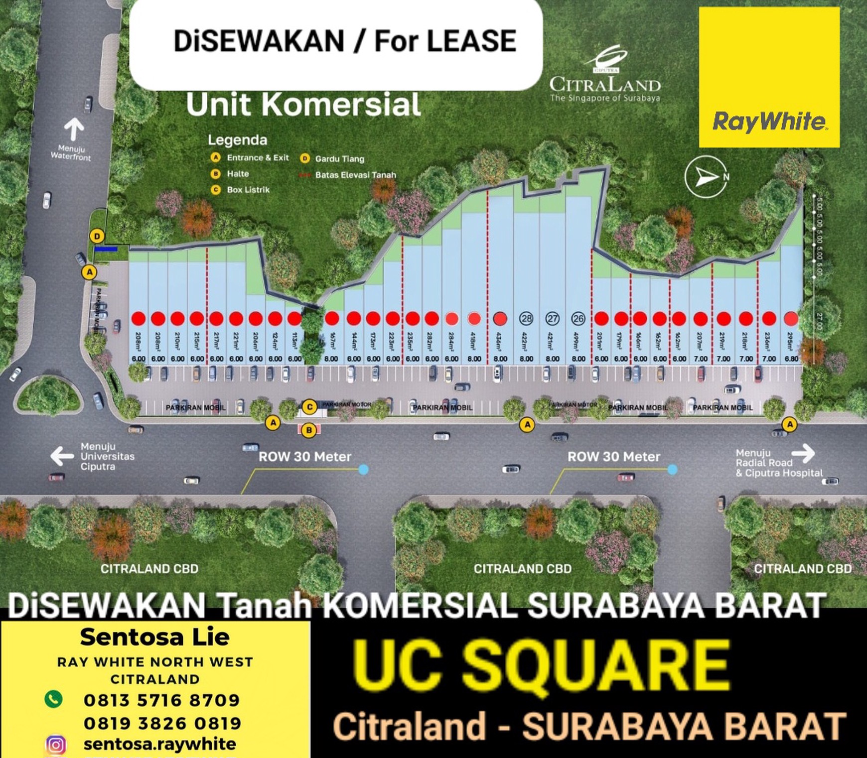 Murah Disewakan Tanah Kavling Citraland Uc Square - Komersial Area Cocok Buat Segala Usaha Cafe, Resto, Kantor, Bank
