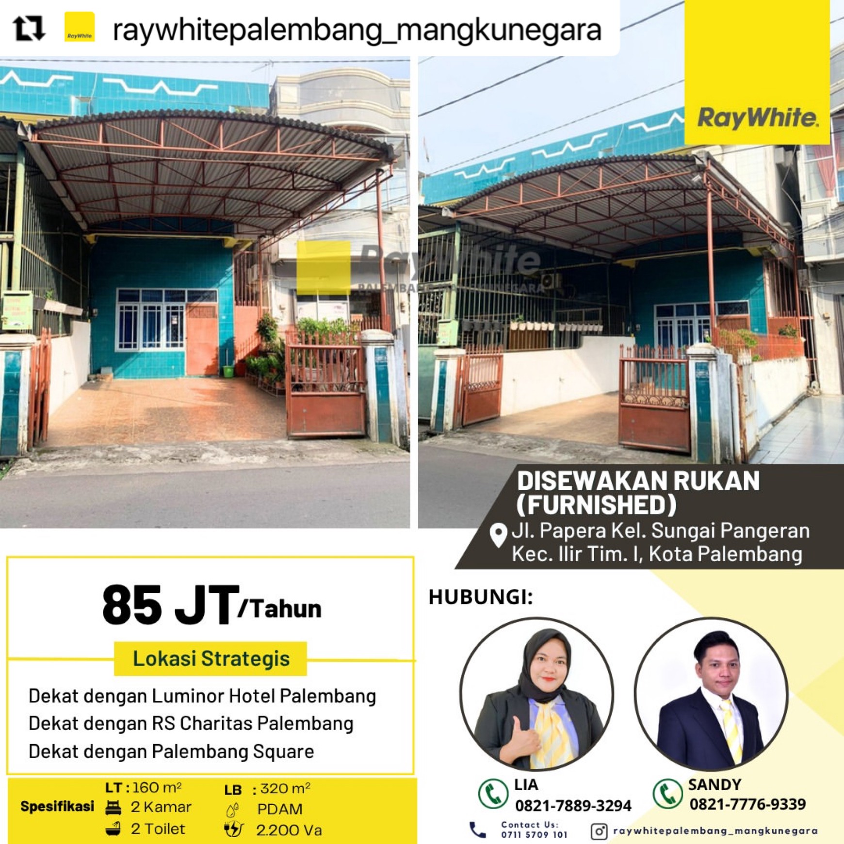 RUMAH SEWA PALEMBANG LENGKAP FURNISE 