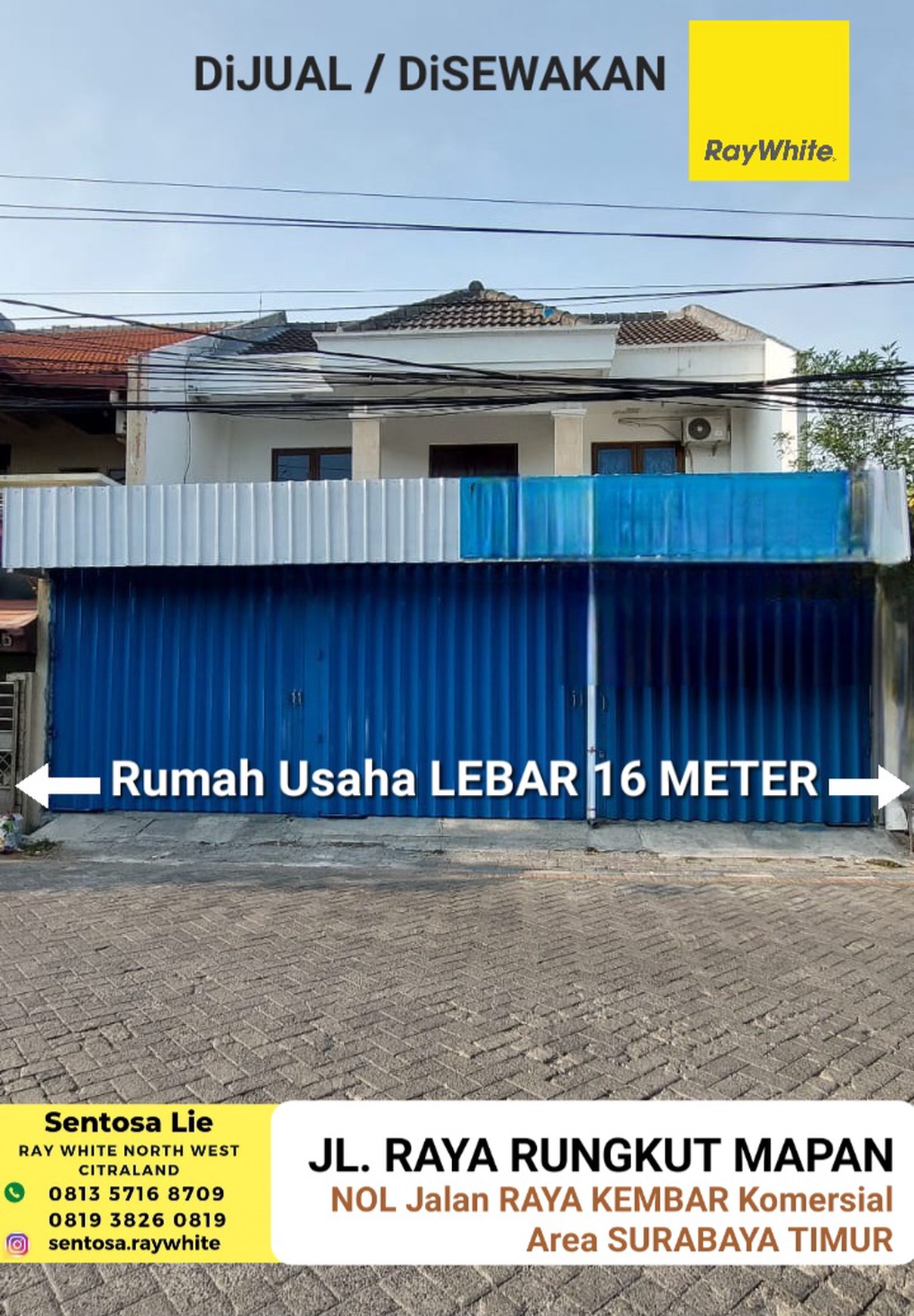Disewakan Rumah Usaha Raya Rungkut Mapan - Nol Jalan Raya Kembar Komersial Area Cocok Buat Segala Usaha