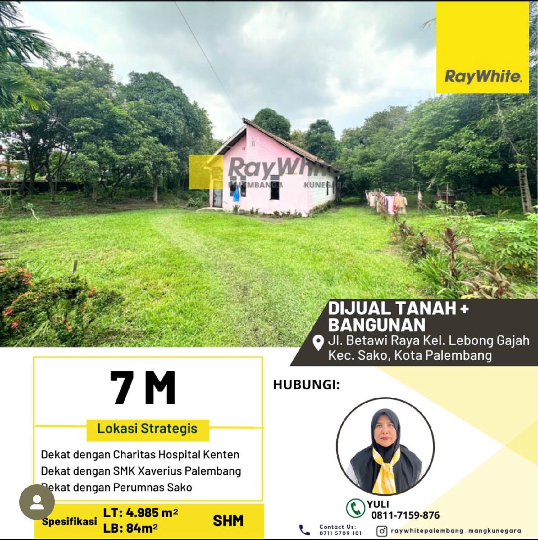 DI JUAL TANAH DAN BAGUNAN DI JL BETAWI RAYA KELURAHAN LEBONG GAJAH KEC SAKO PALEMBANG