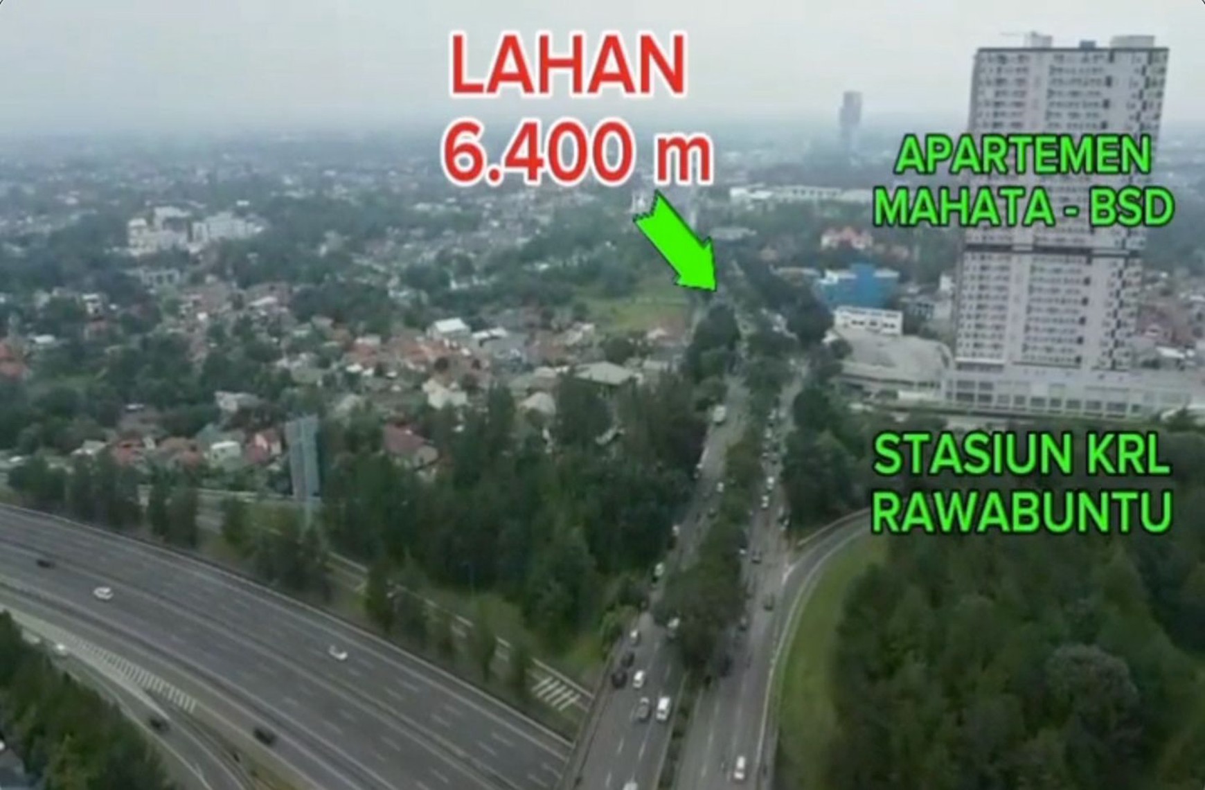 Kavling/ Tanah Luas 6400 m2 di Jalan Raya Rawabuntu Serpong