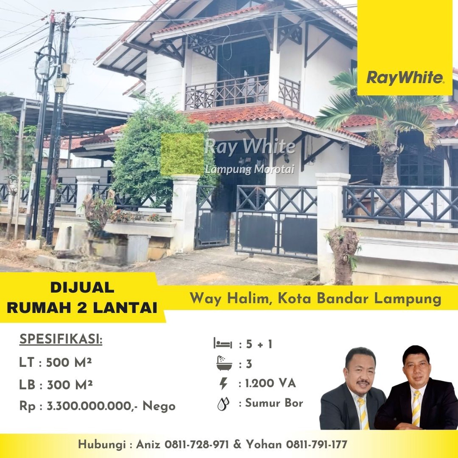 Dijual Rumah 2 Lantai Way Halim Bandar Lampung