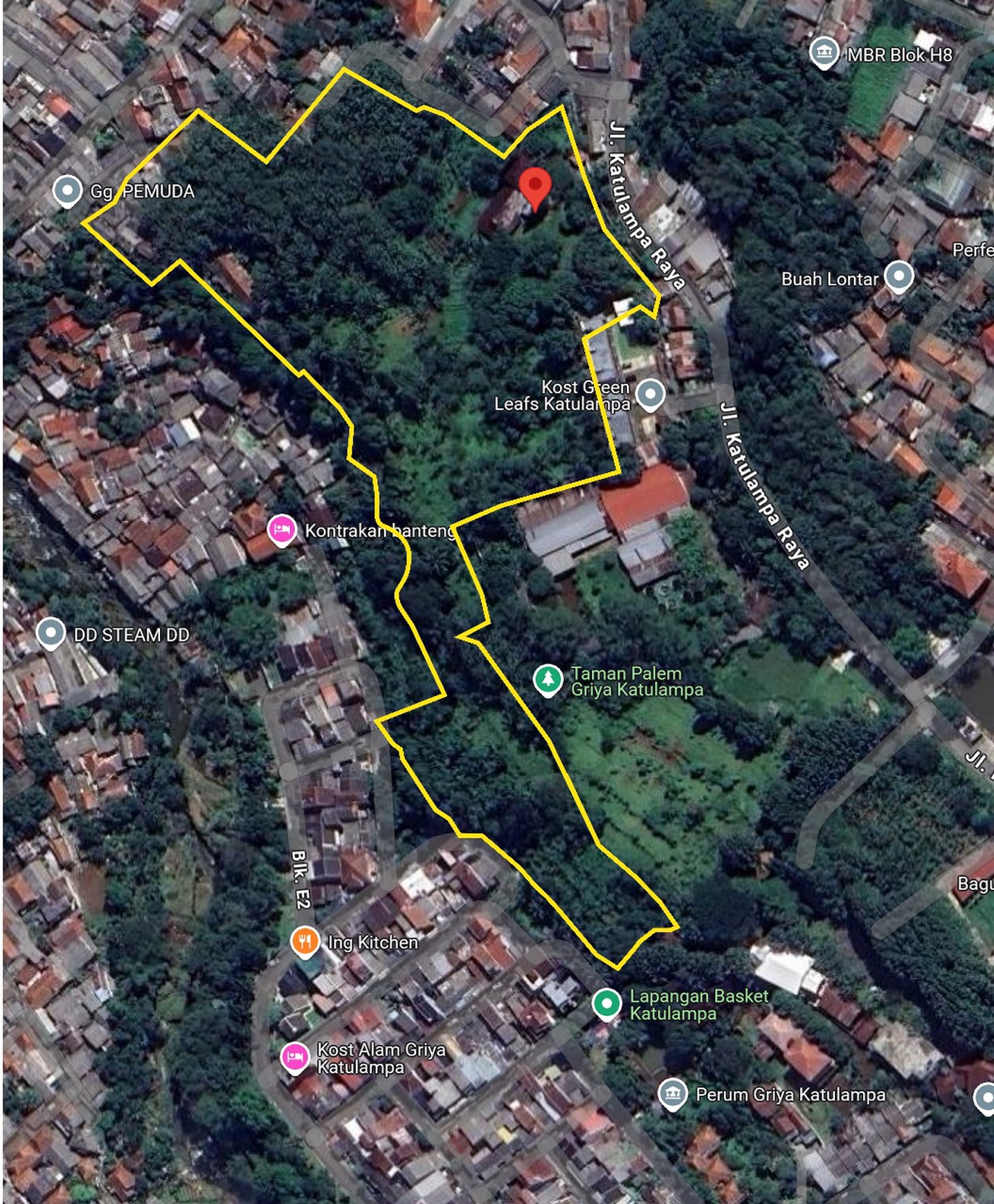 Tanah luas 2.5 Hektar siap bangun cocok untuk bangun rumah cluster di Katulampa, Bogor kota
