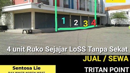 Disewakan 4 jejer Ruko Tritan Point - Taman Kletek - Sawunggaling Jemundo Sidoarjo - Parkiran Mobil Luas 