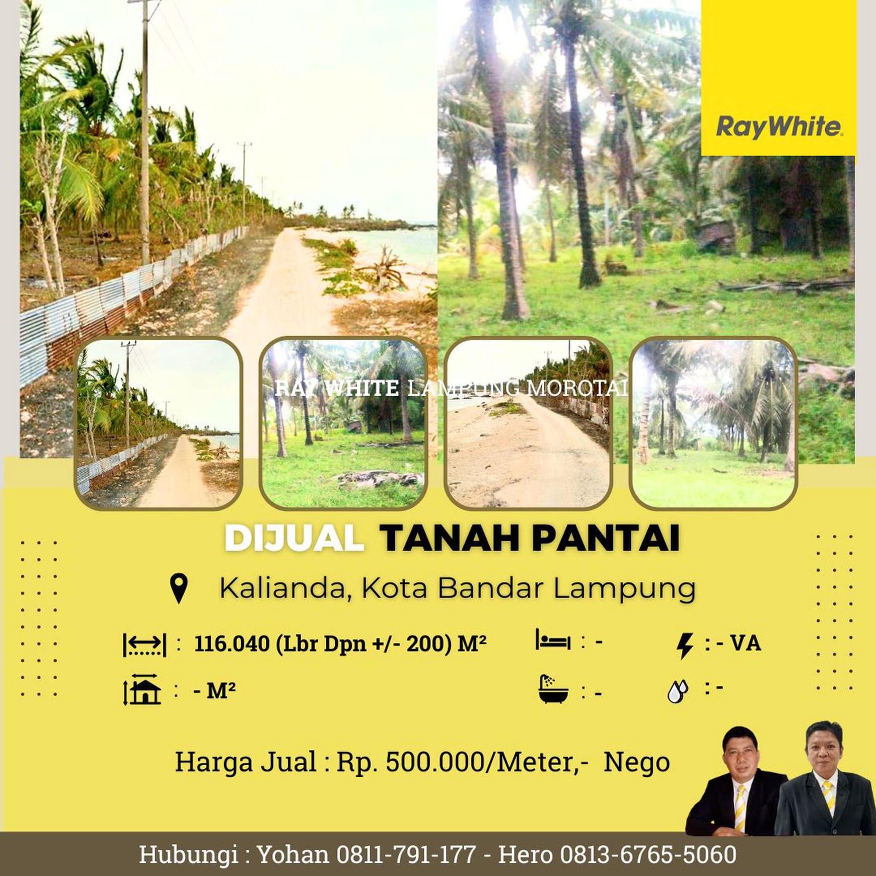 DIJUAL TANAH KEBUN KELAPA BERIKUT TANAH TEPI PANTAI NAN INDAH DI KALIANDA