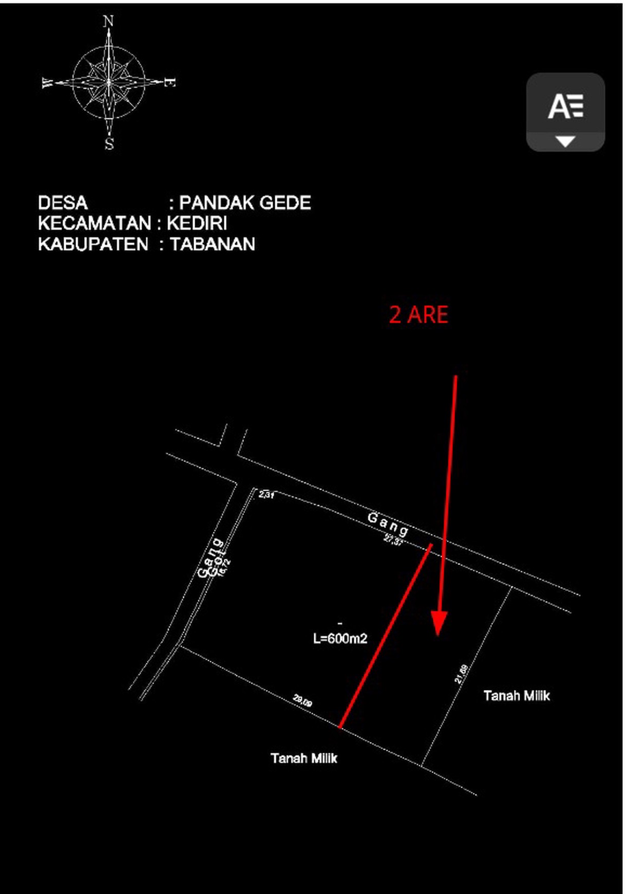 Leasehold - Strategic 2 Are Land for Lease in Nyanyi, Tabanan, Bali