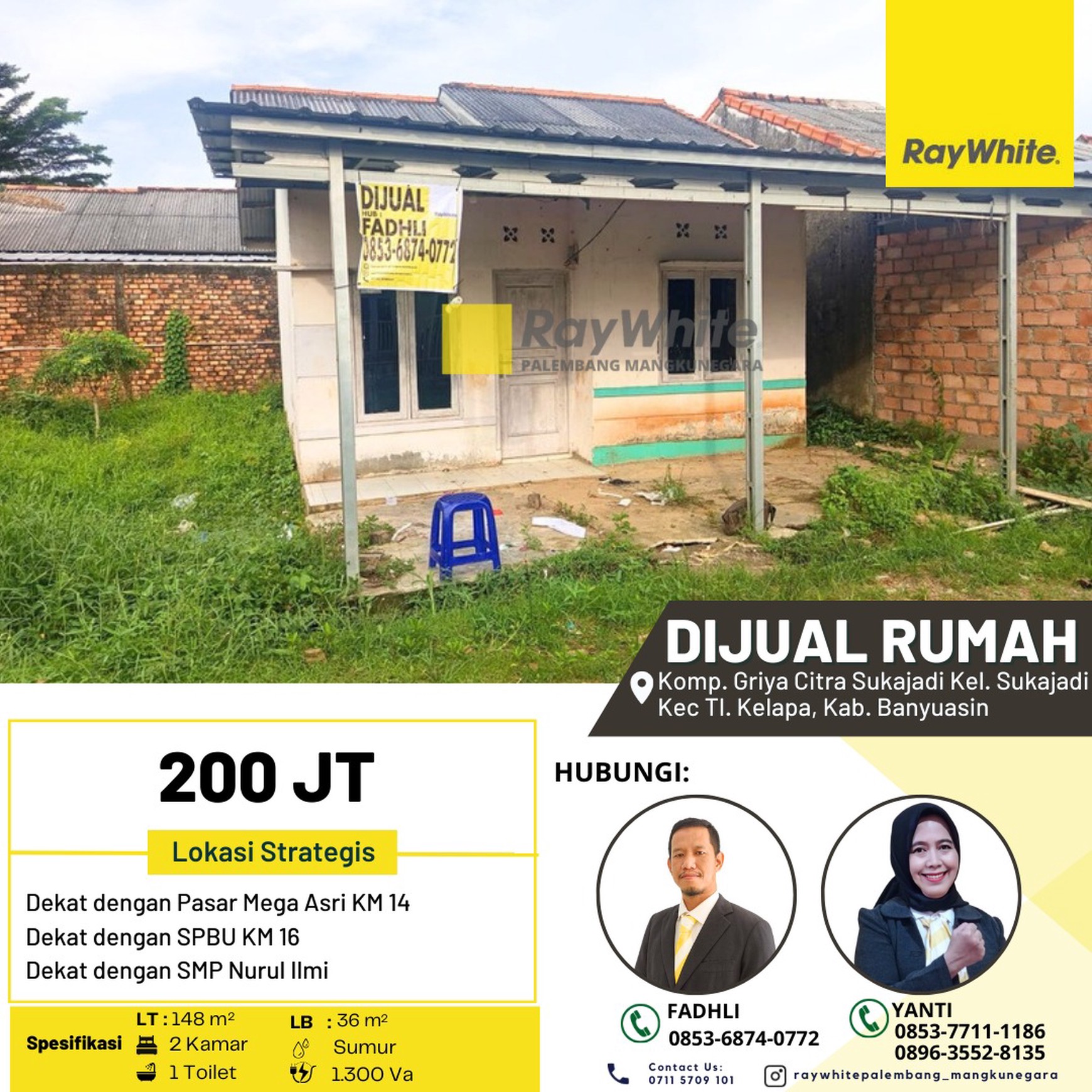 Dijual Rumah Belakang Kantor Camat Talang Kelapa