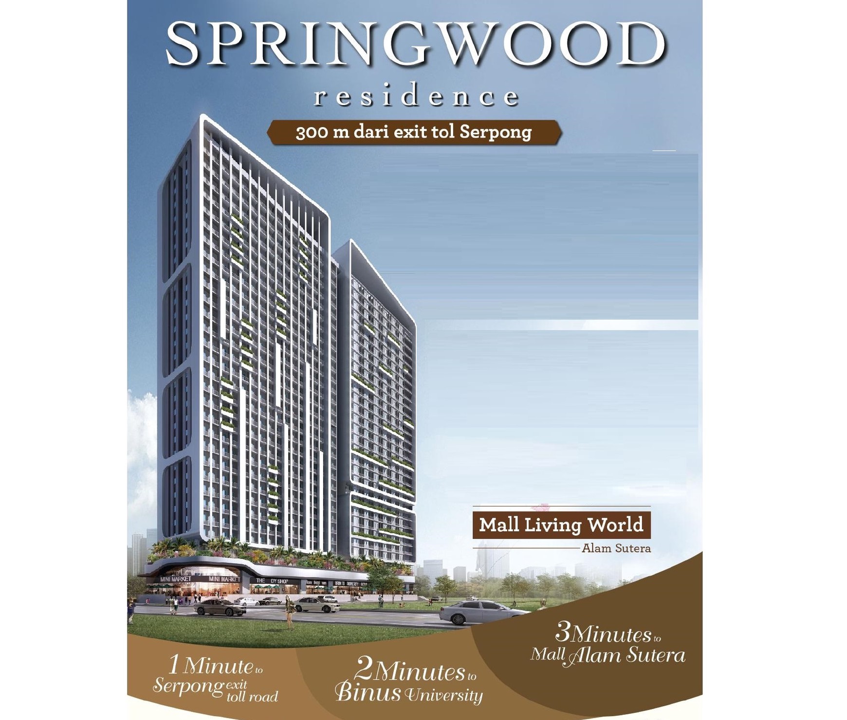 Dijual cepat Apartemen murah, Type 2BR, Springwood Residence Wing A, Alam Sutera