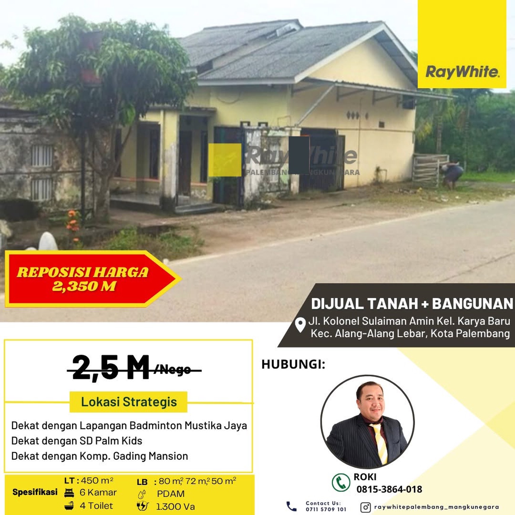 Dijual Cepat Rumah dan tanah di Talang Buruk Kota Palembang