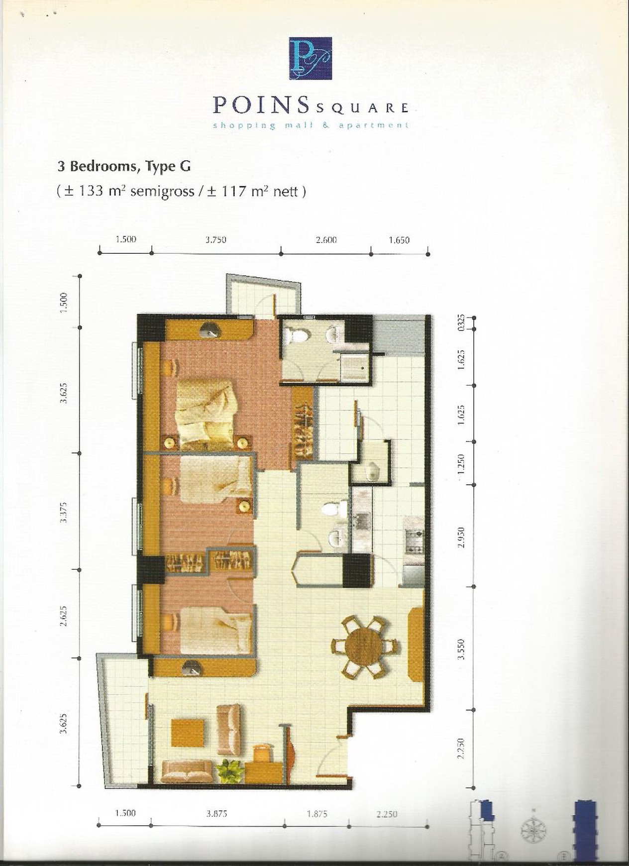 DI JUAL APARTEMEN DI LEBAK BULUS POINS SQUARE 3 KT/2KM 2.8M(NEGO)
