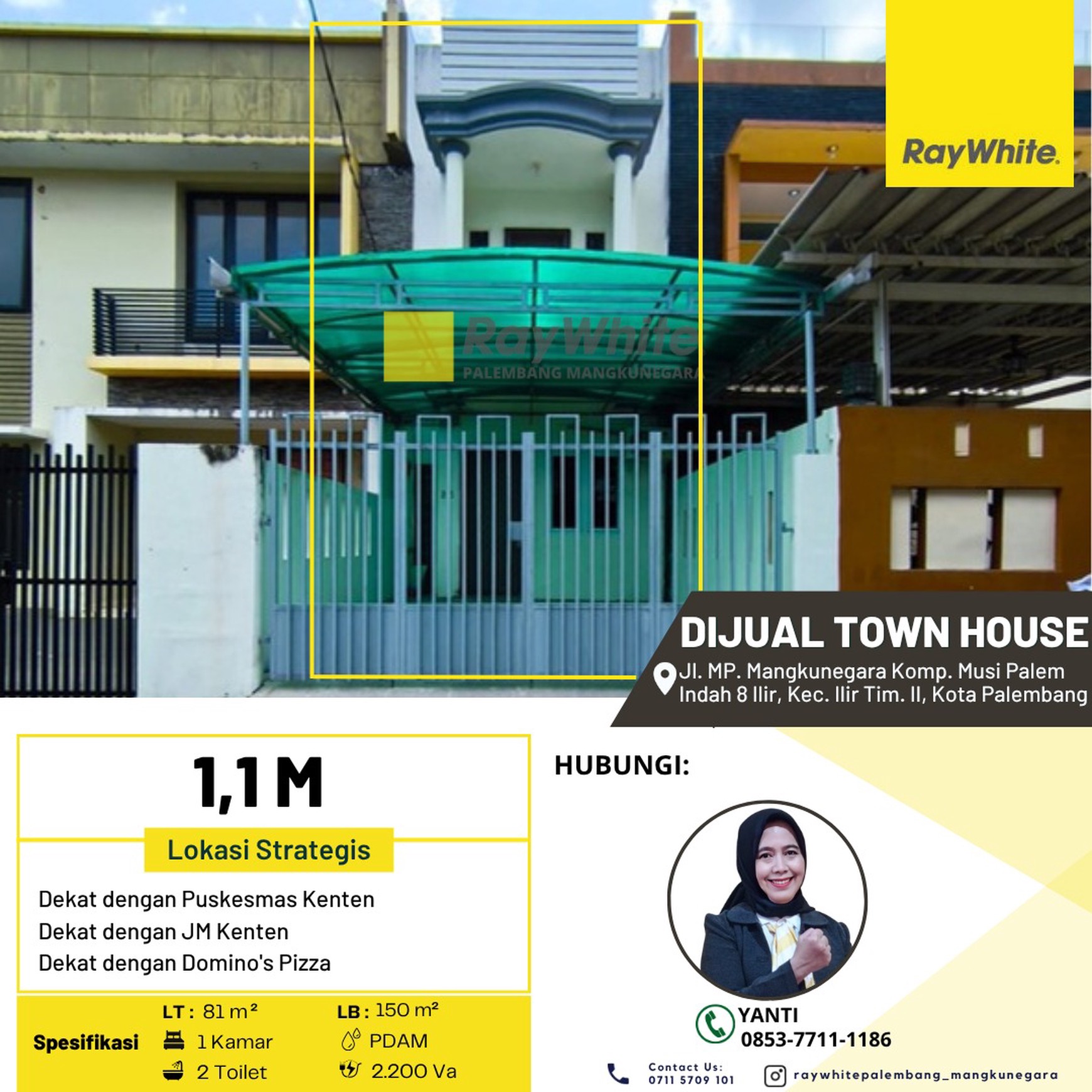 Di jual cepat Town House di dekat PTC mall Palembang